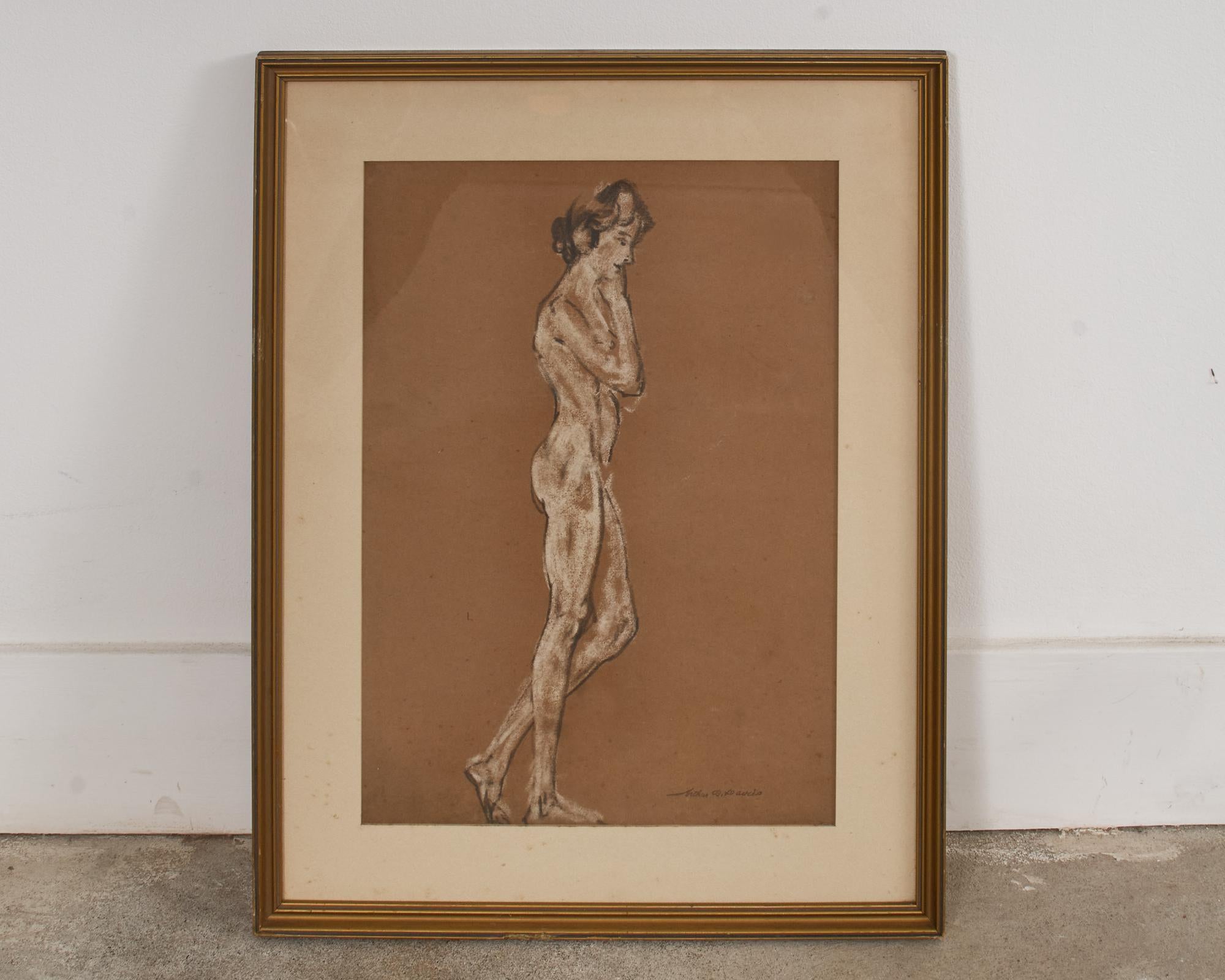 Glass Arthur Bowen Davies Set of Three Nude Pastel Study C. 1900 For Sale