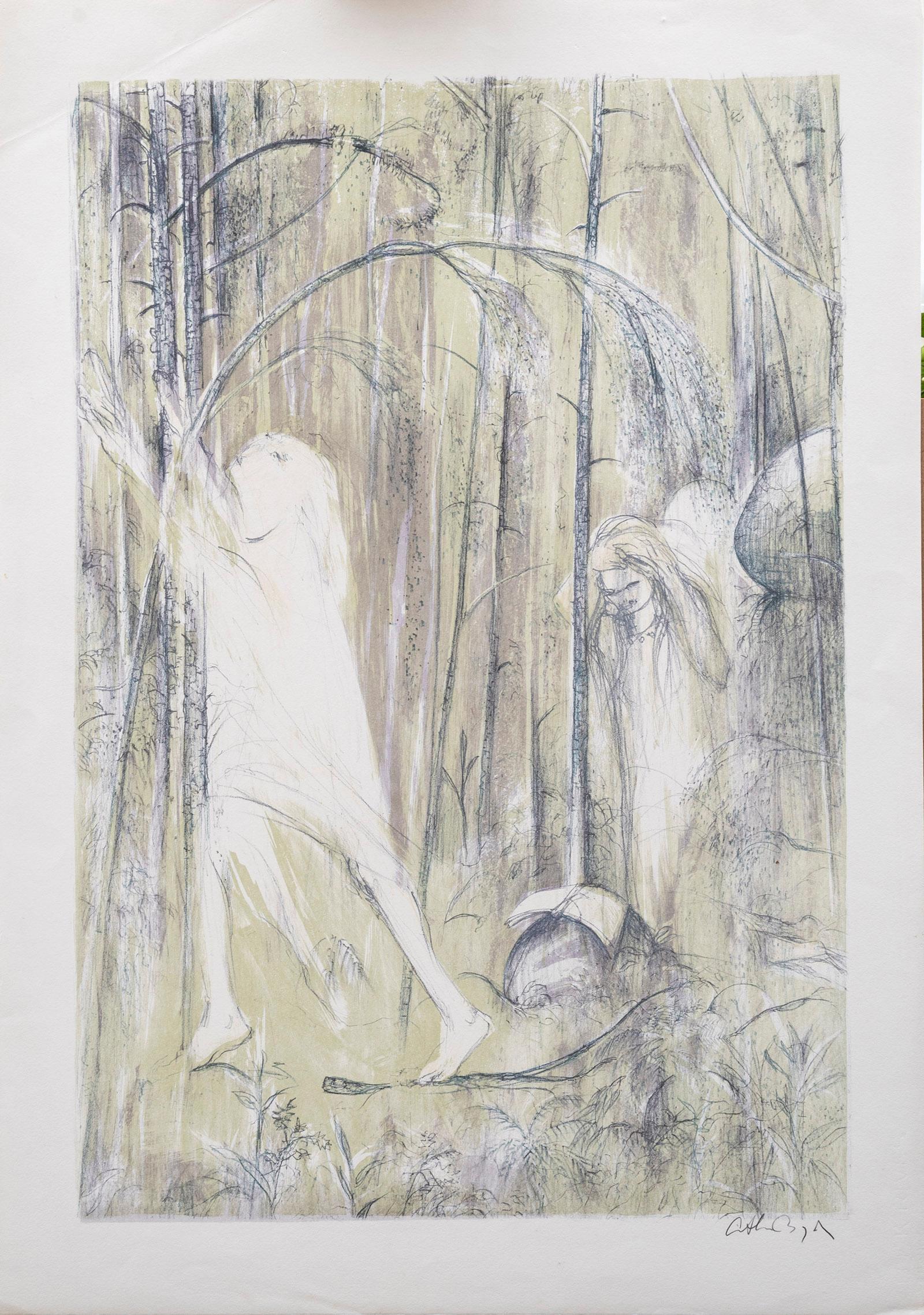 Arthur Boyd Figurative Print - St Francis in the Wood