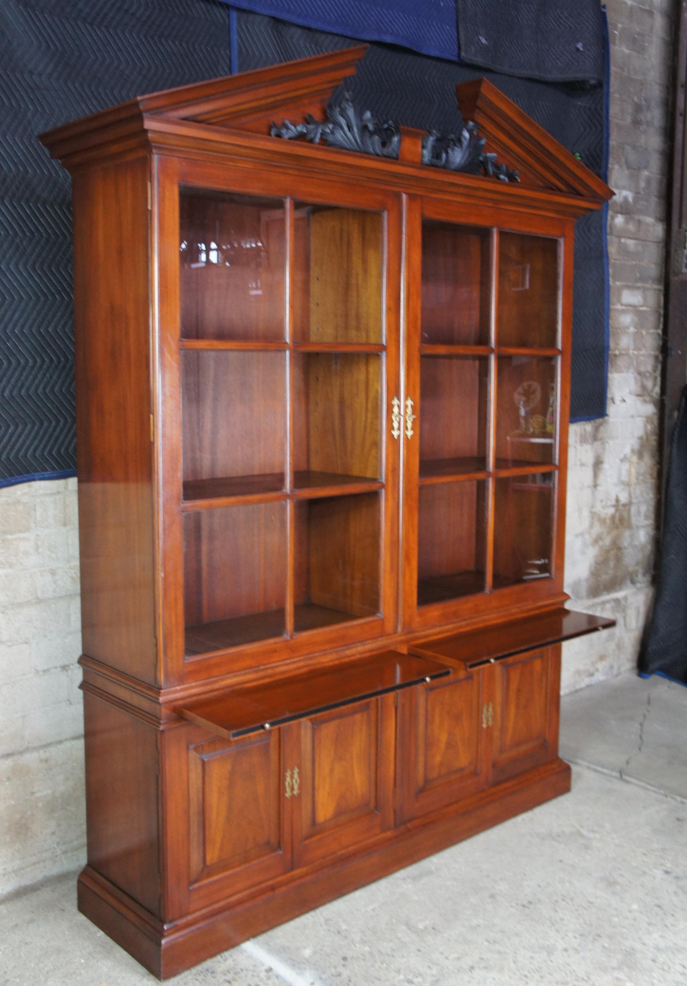 Arthur Brett George II Mahogany Library Bookcase China Cabinet Carved Eagles For Sale 3