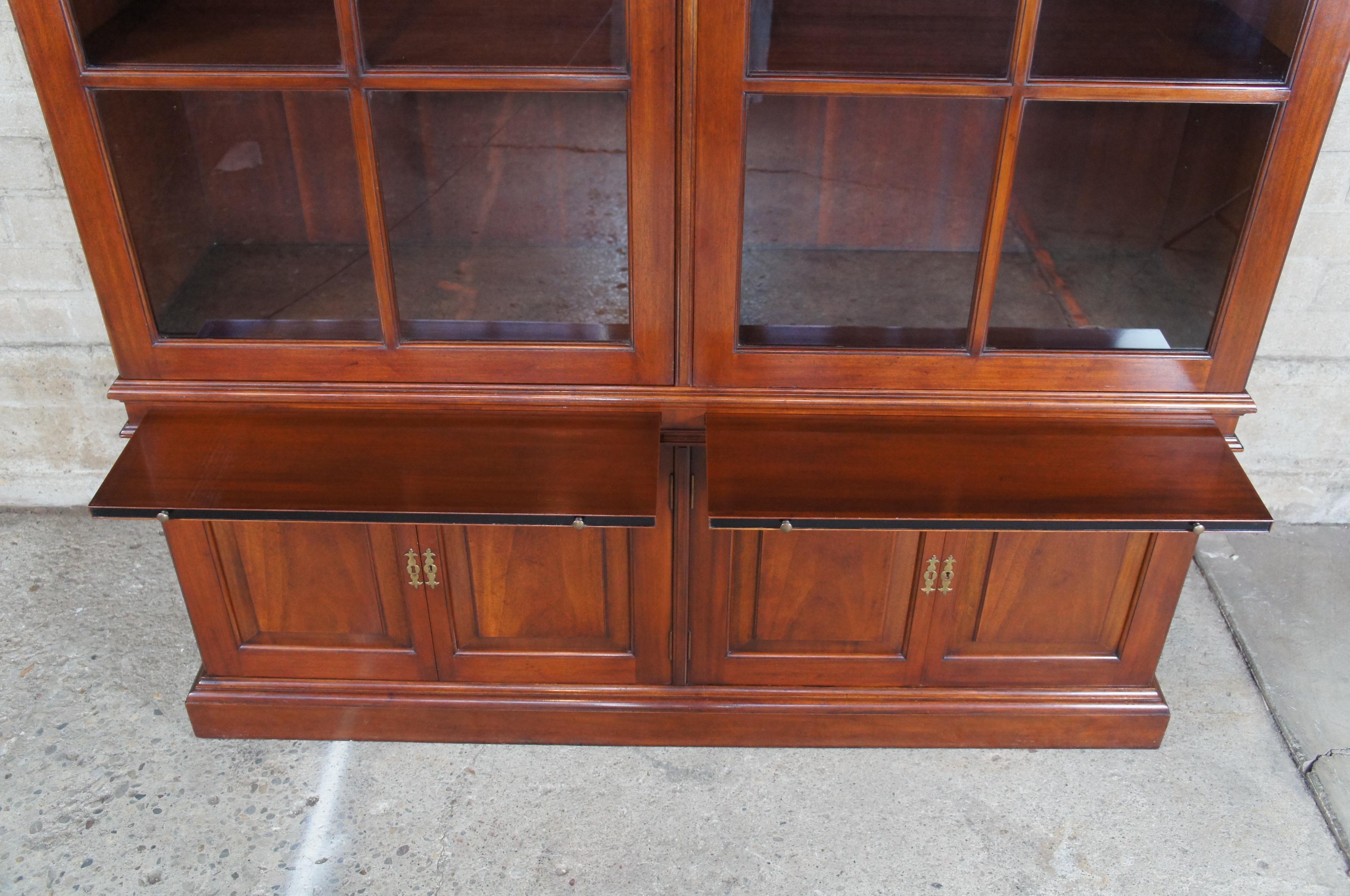 Arthur Brett George II Mahogany Library Bookcase China Cabinet Carved Eagles In Good Condition For Sale In Dayton, OH