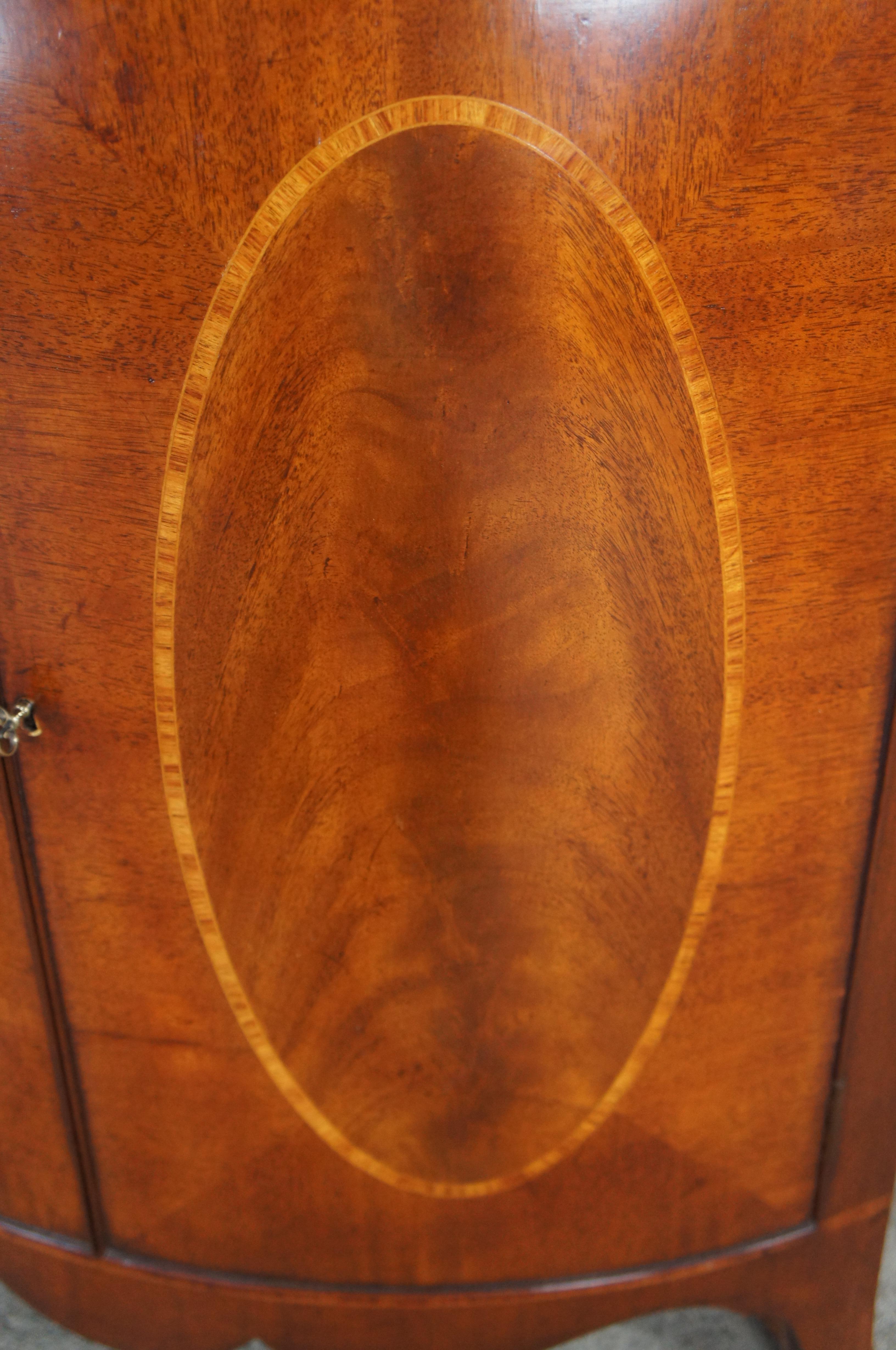 Arthur Brett George III Style Crotch Mahogany Curved Corner China Curio Cabinet For Sale 4