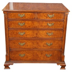 Retro Arthur Brett & Sons English Georgian III Mahogany Burl Bachelors Chest Dresser