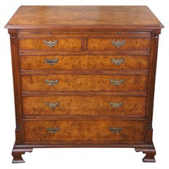 Arthur Brett & Sons English Georgian III Mahogany Burl Chest TV Media Cabinet