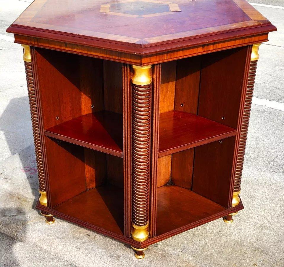 ARTHUR BRETT Walnut Center Table Bookcase England For Sale 2