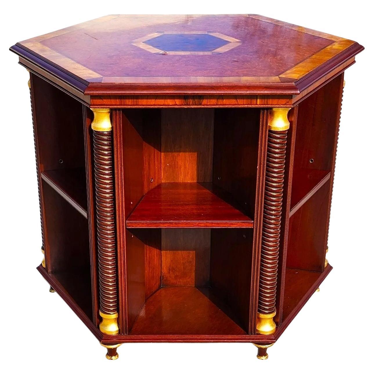 ARTHUR BRETT Walnut Center Table Bookcase England For Sale
