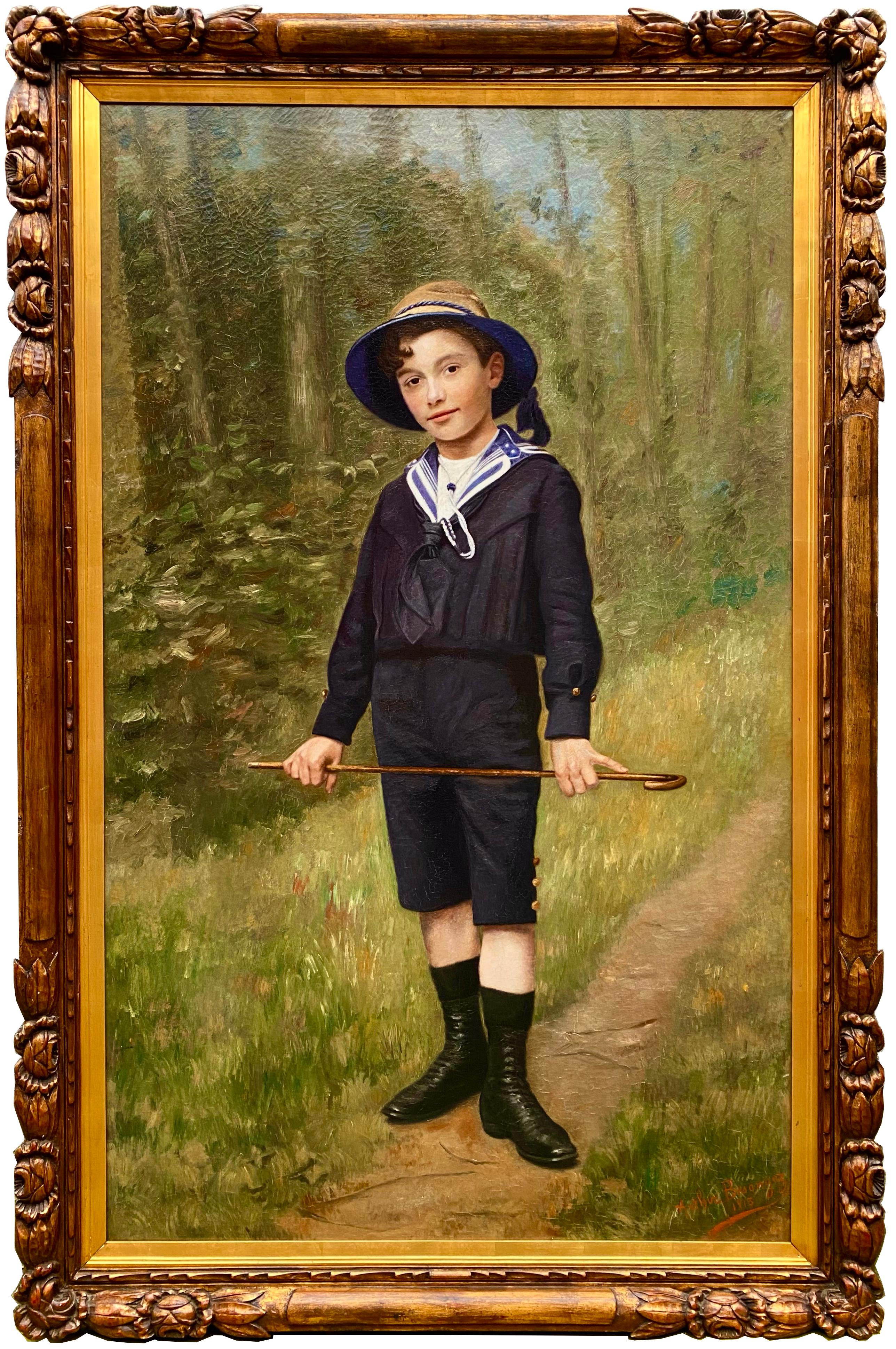 Arthur Bésengez
1867 – 1947
Belgian Painter

'Portrait of a Boy'

Signature: Signed lower right and dated 1913
Medium: Oil on canvas
Dimensions: Image size 168 x 103, frame size 186 x 123 cm
                                                          