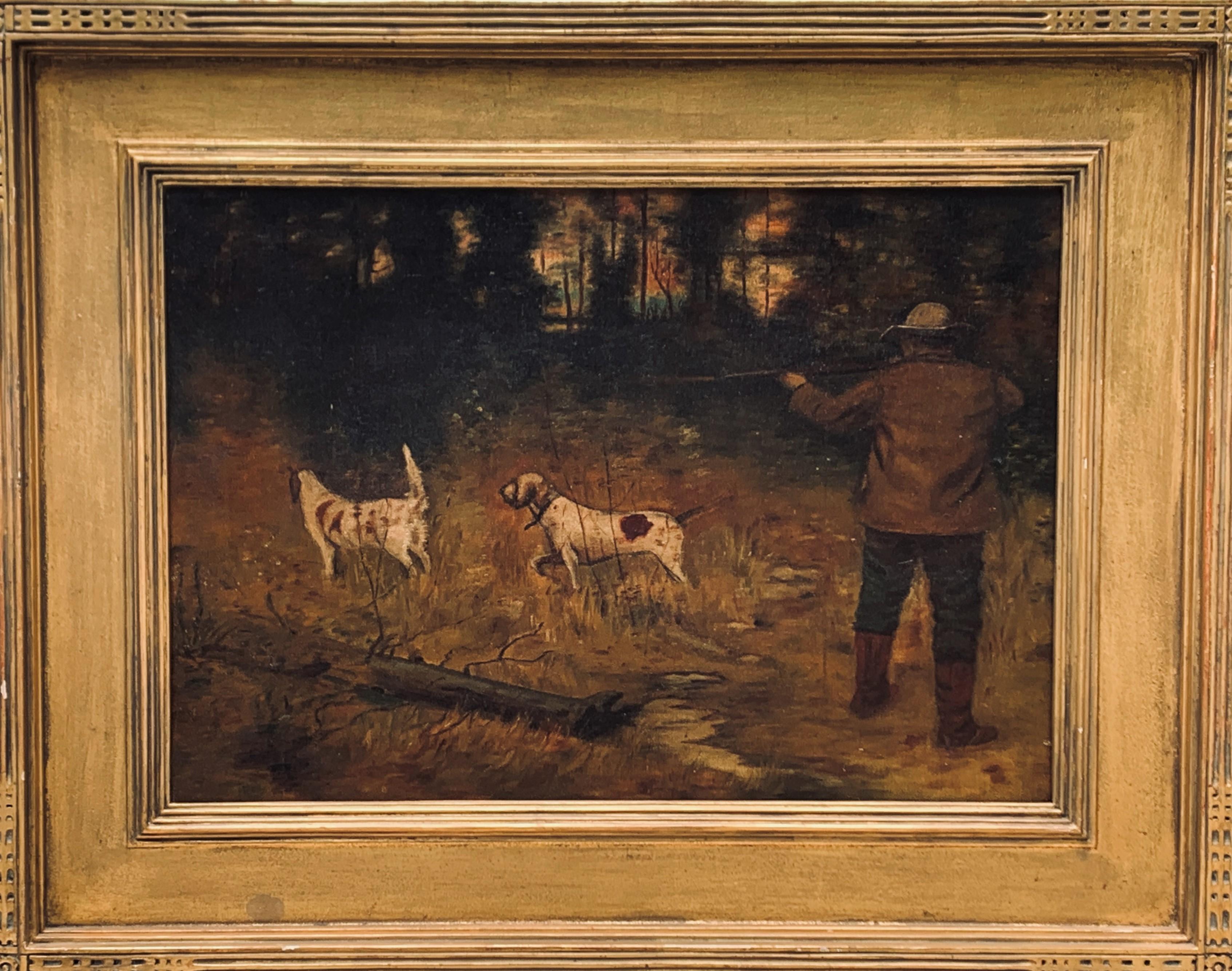 Arthur Burdett Frost Landscape Painting - Possibly by Arthur B. Frost, Illustration of Hunter with Dogs