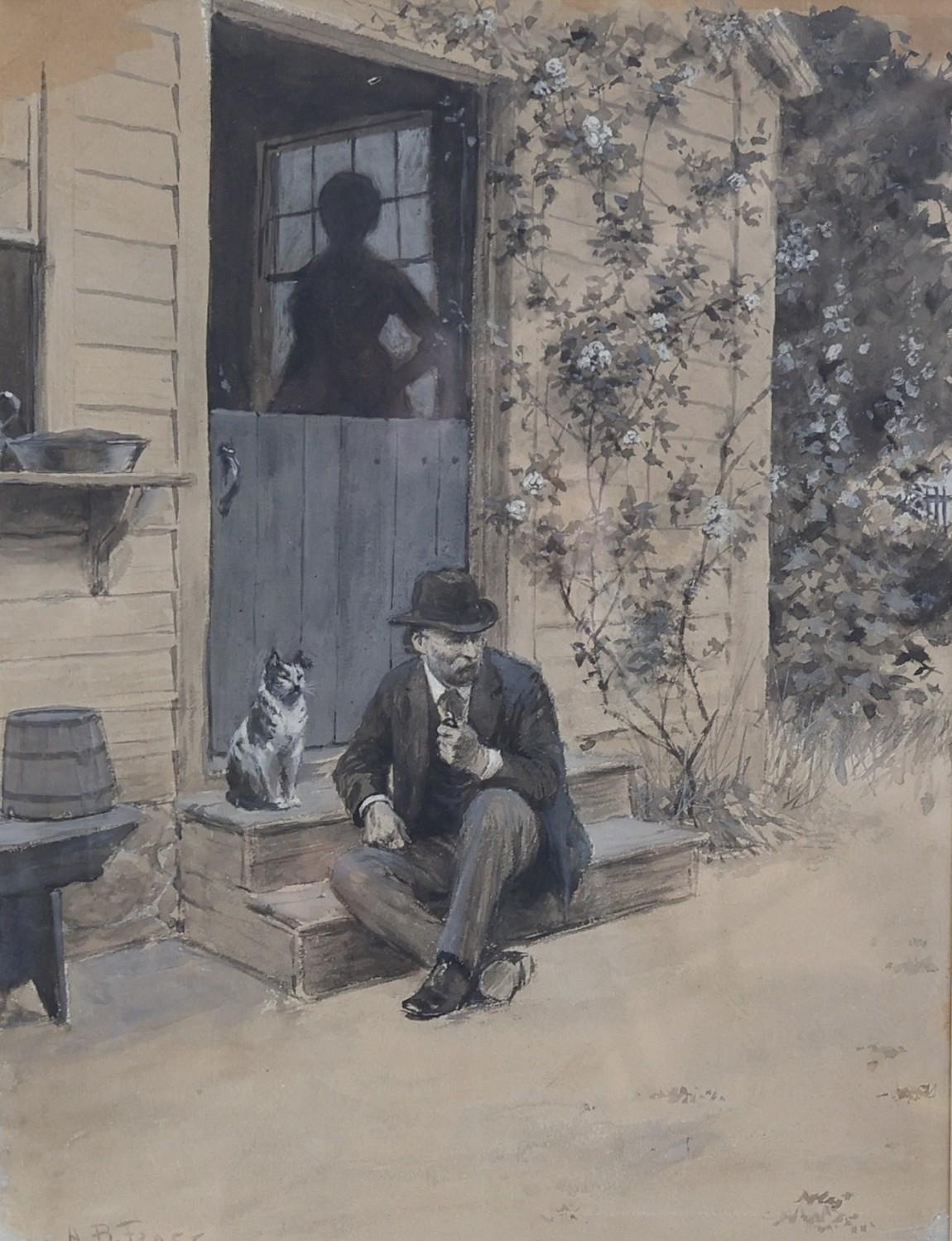 Figurative Painting de Arthur Burdett Frost - "Ella me hace trabajar" Ilustración original