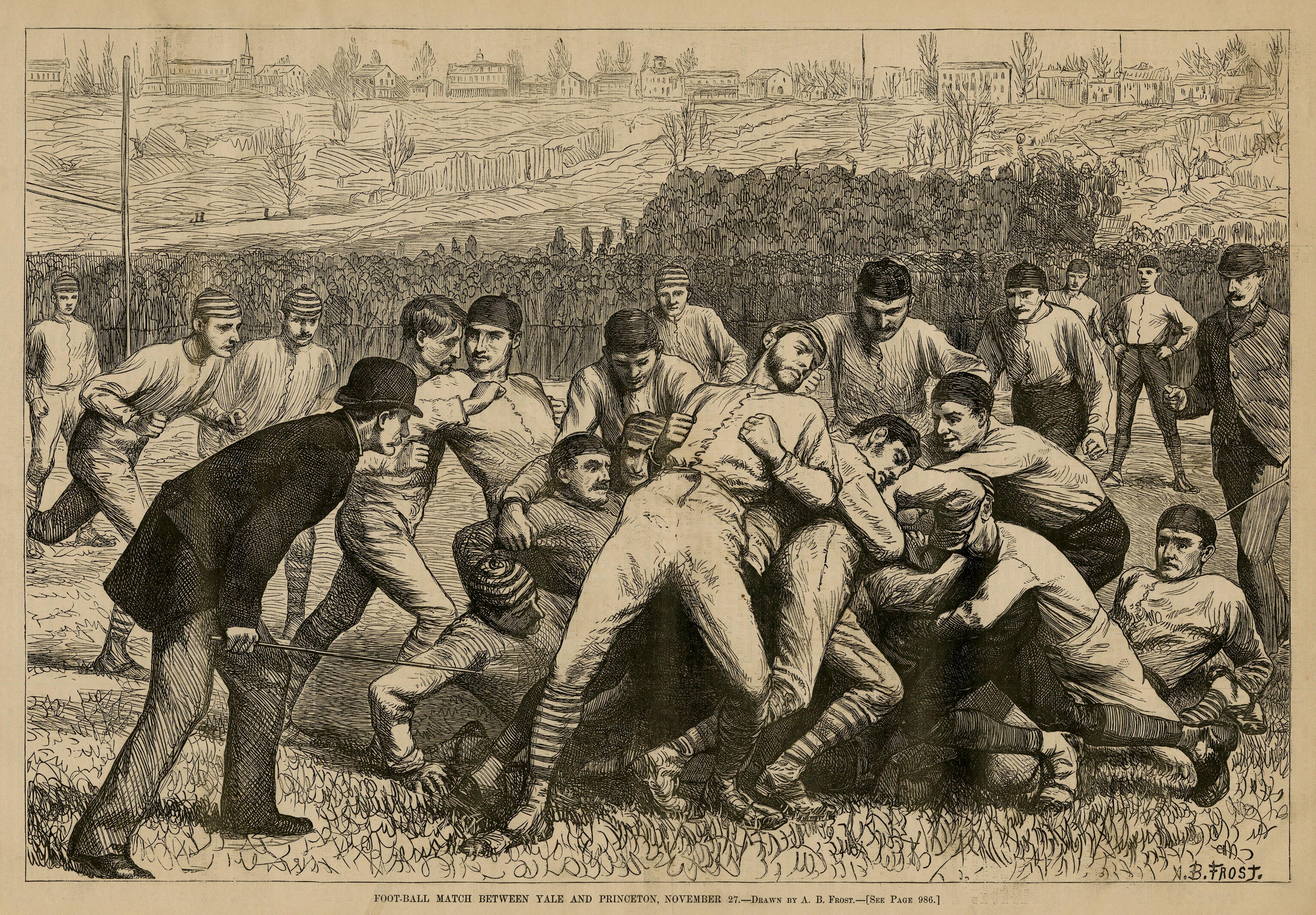 Arthur Burdett Frost Figurative Print - Football Match Between Yale and Princeton, November 27