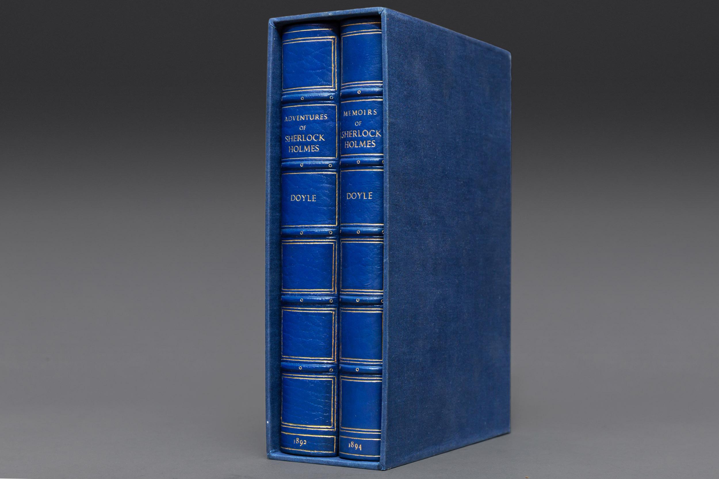 2 Volumes

First edition with the misprint “Violent Hunter” or Violet Hunter” on page 317.

With 104 illustrations by Sidney Paget in the text and other 90 illustrations. 

Bound In Full Blue Morocco by Bayntun, gilt on covers and spines, all