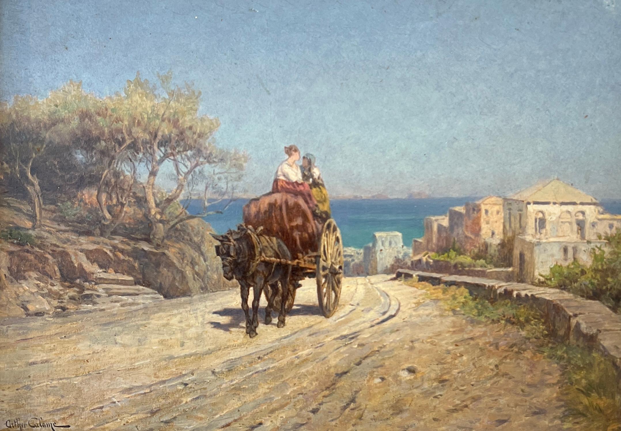 Landscape Painting de Arthur Calame - Vista al mar, Italia