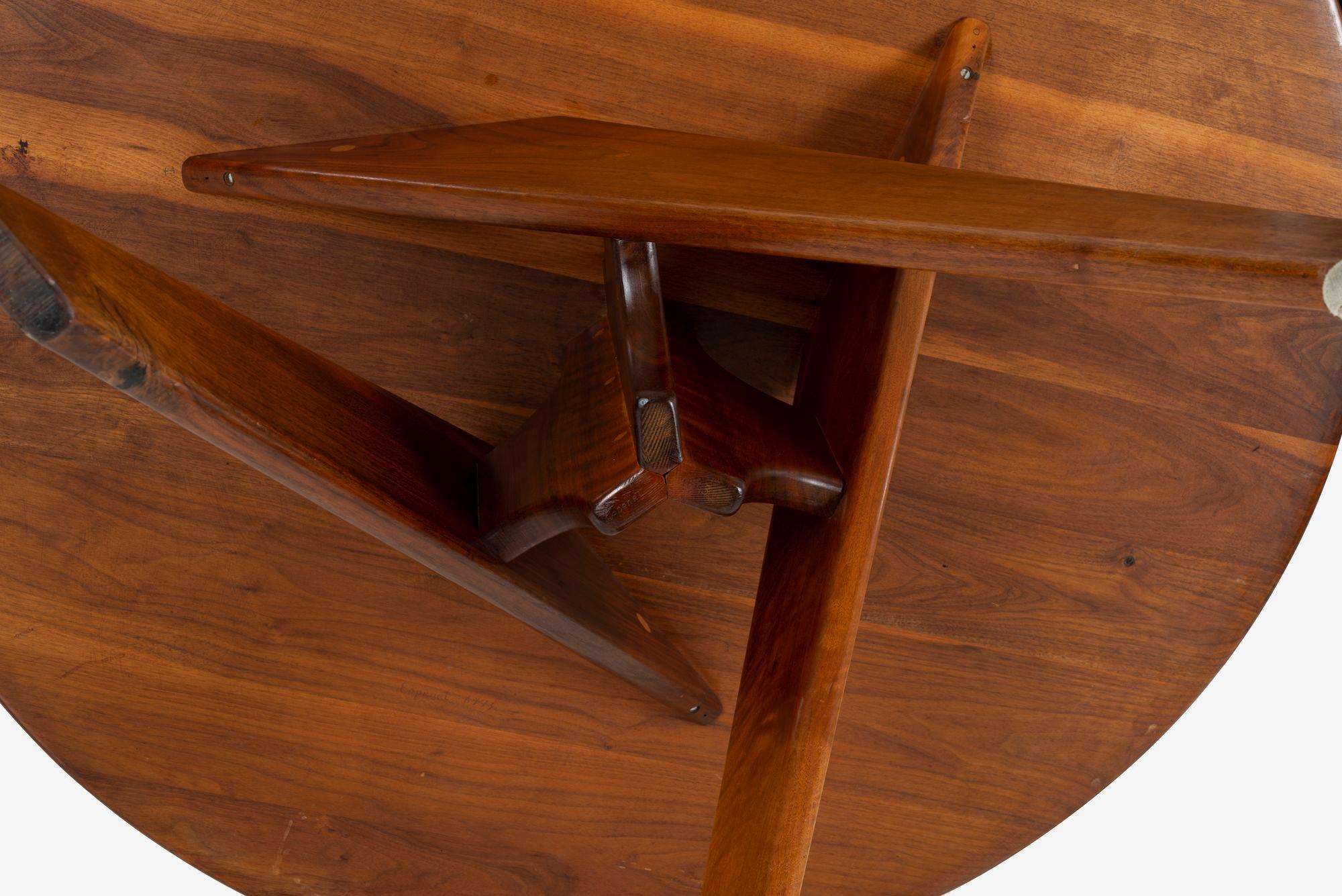 Arthur Espent Carpenter Three Leg Table Walnut Dining Table 1960 For Sale 6