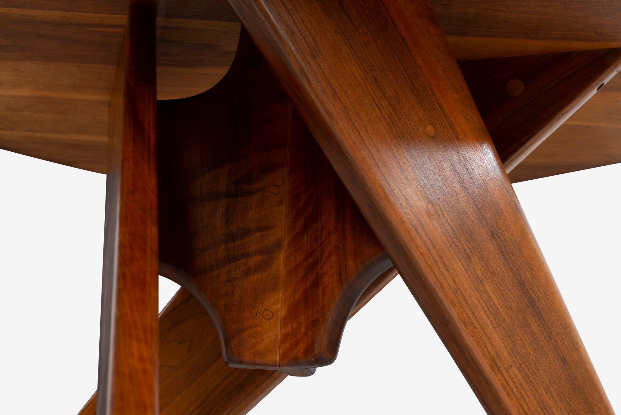 Arthur Espent Carpenter Three Leg Table Walnut Dining Table 1960 For Sale 2