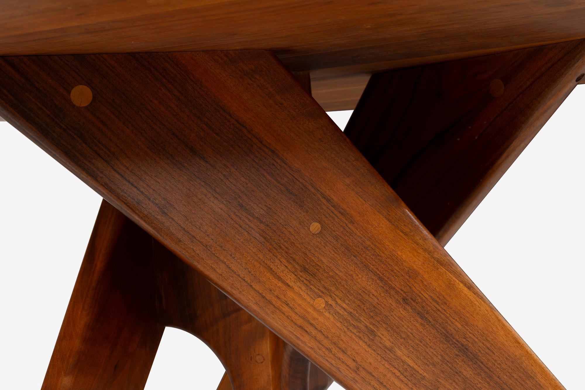 Arthur Espent Carpenter Three Leg Table Walnut Dining Table 1960 For Sale 3