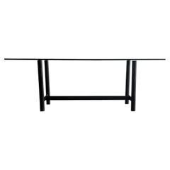 Mesa de comedor «Cencini» de Arthur Casas, de acero Corten y cristal, Brasil, década de los 90
