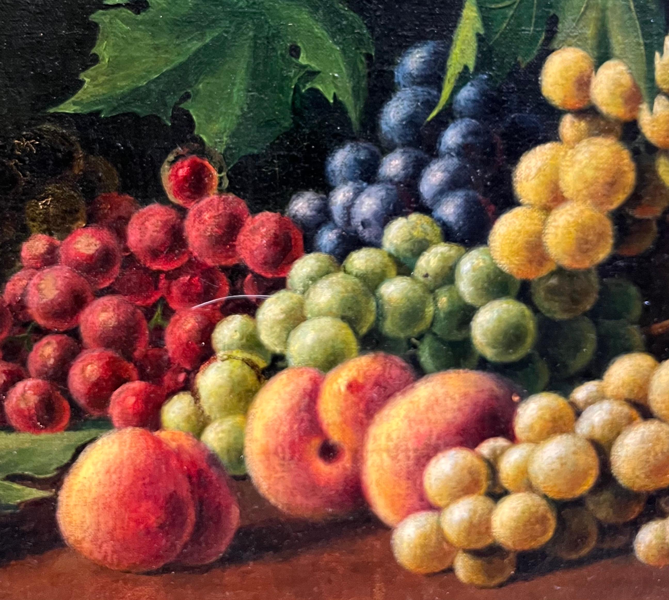 Grapes and Peaches von Arthur C. H. Herzog - Öl auf Karton - 57x40,5 (Fotorealismus), Painting, von Arthur Charles Henri Herzog