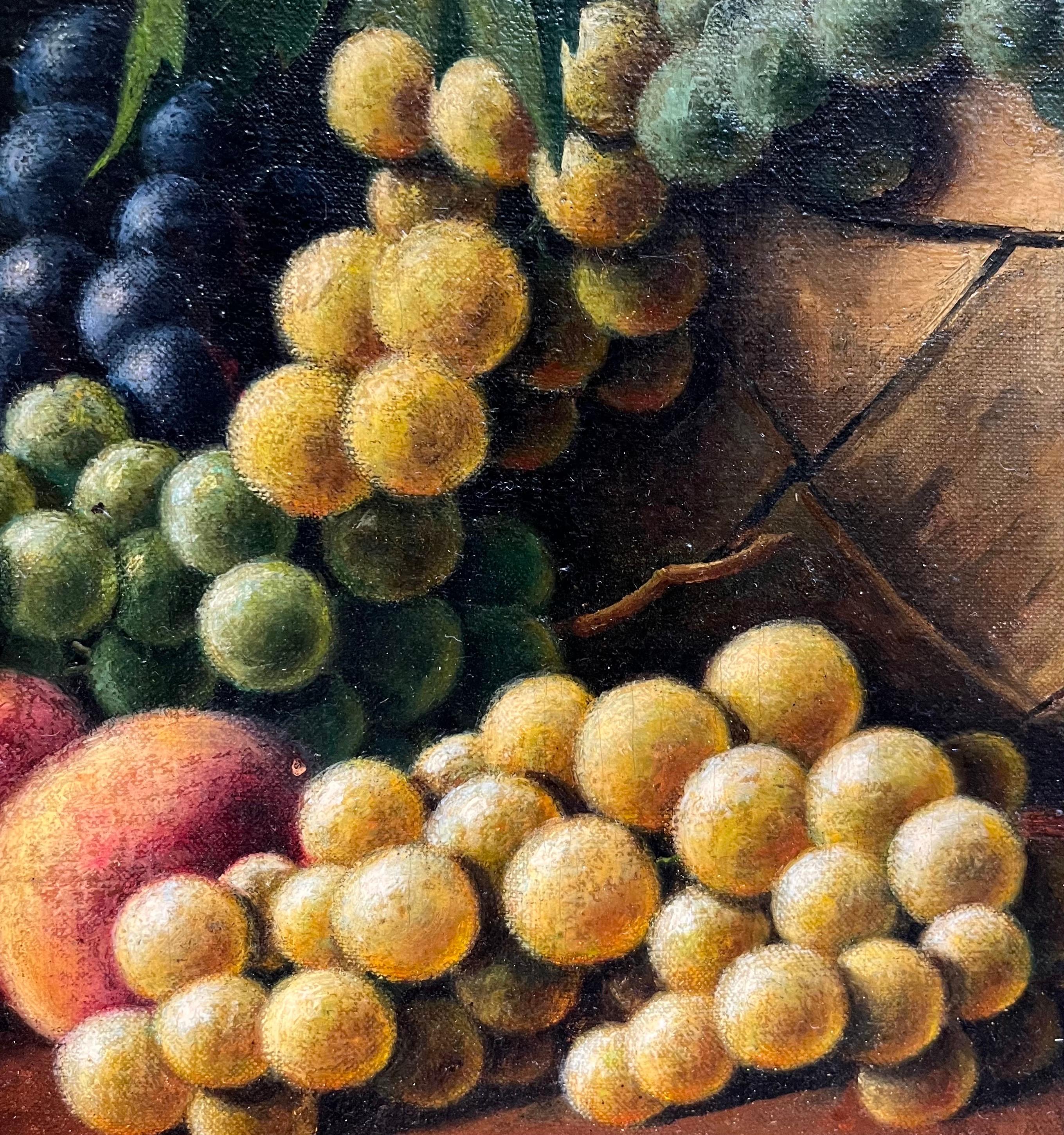 Grapes and Peaches von Arthur C. H. Herzog - Öl auf Karton - 57x40,5 im Angebot 1