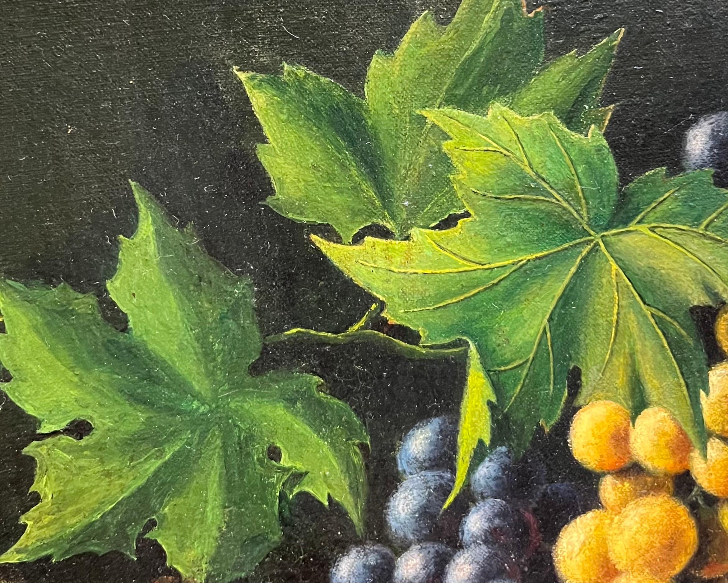 Grapes and Peaches von Arthur C. H. Herzog - Öl auf Karton - 57x40,5 im Angebot 2
