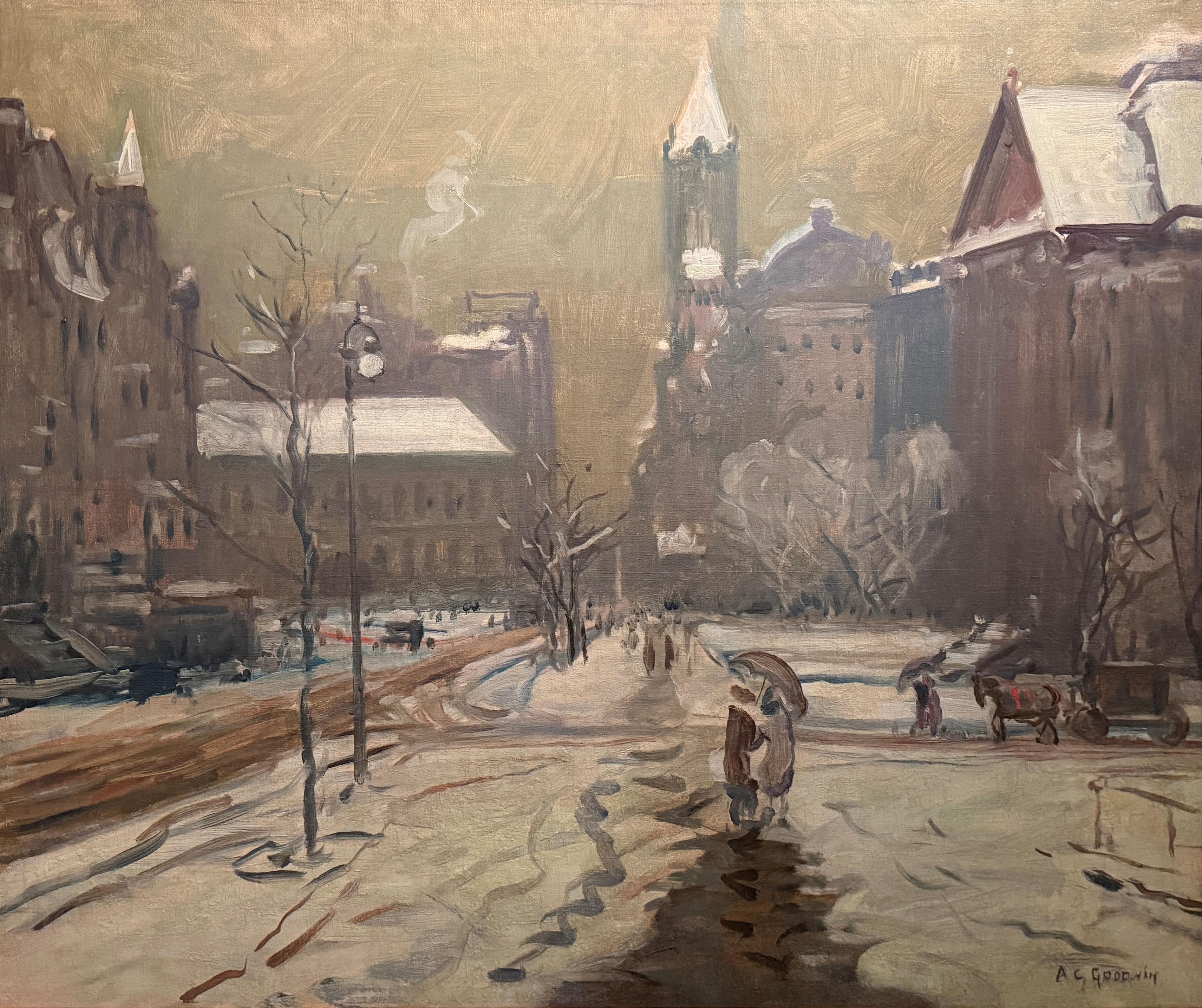 "Boston Square" Arthur Clifton Goodwin, Paesaggio urbano impressionista di Boston