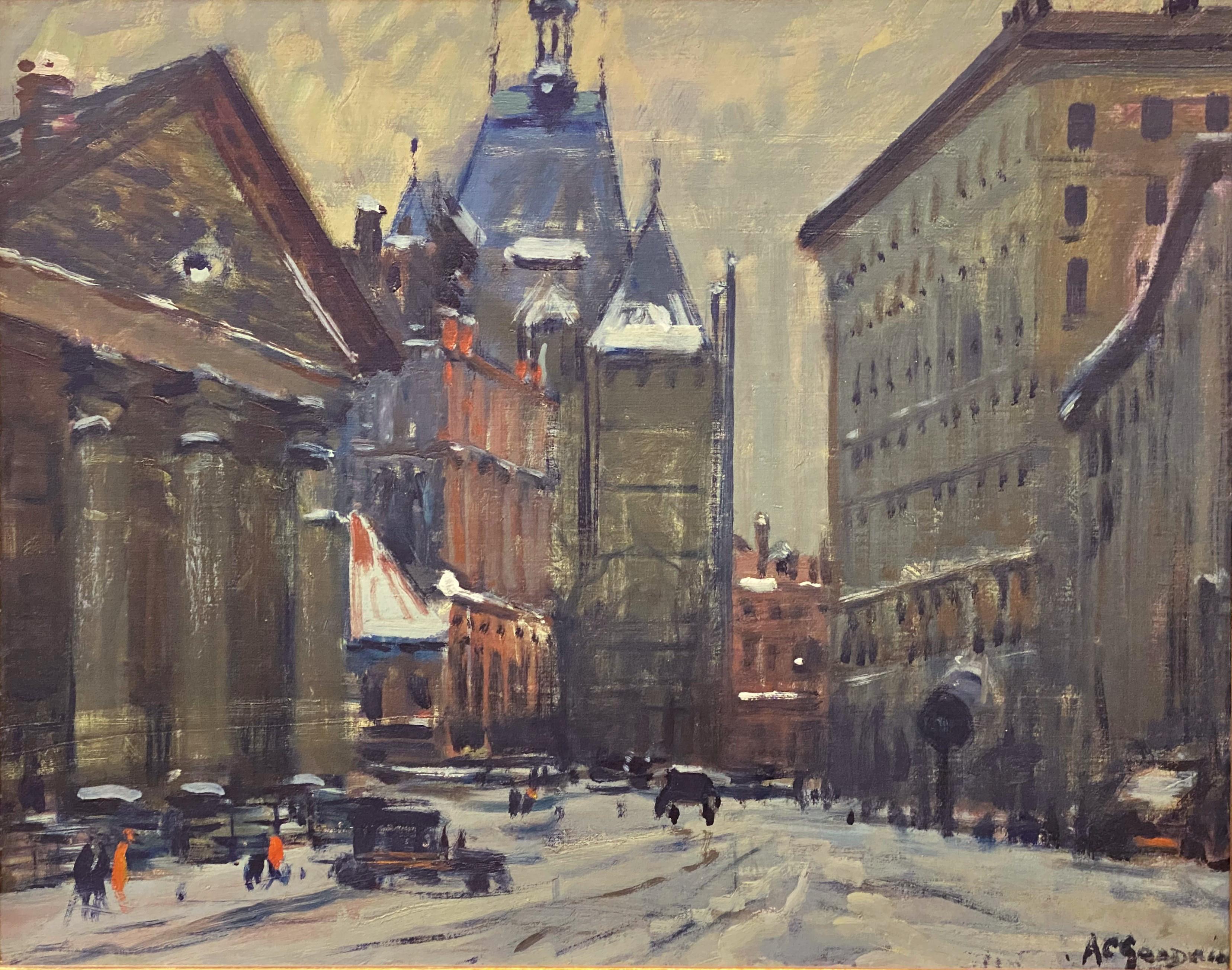 City Street Scene - Painting by Arthur Clifton Goodwin