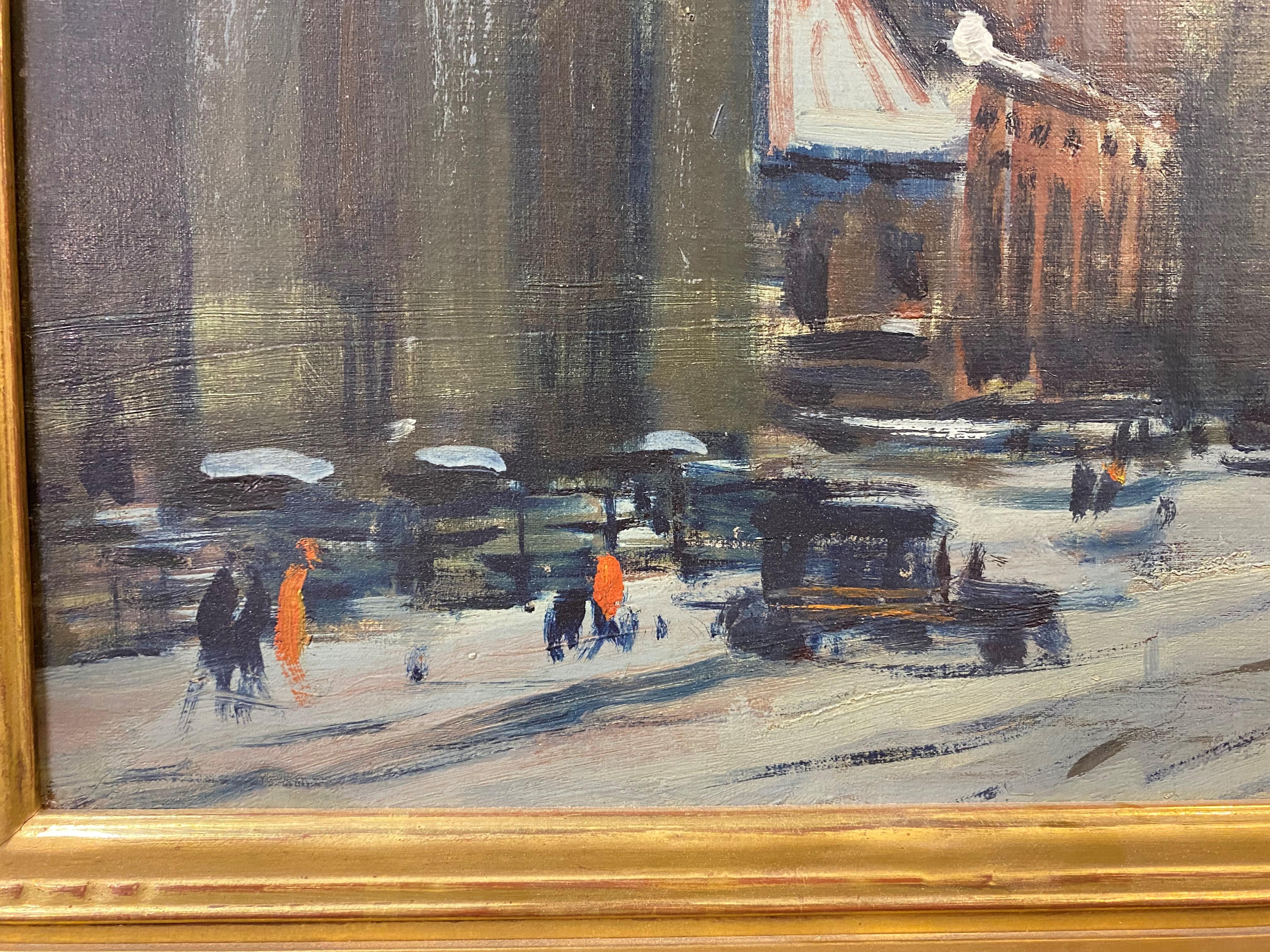 City Street Scene - Brown Figurative Painting by Arthur Clifton Goodwin