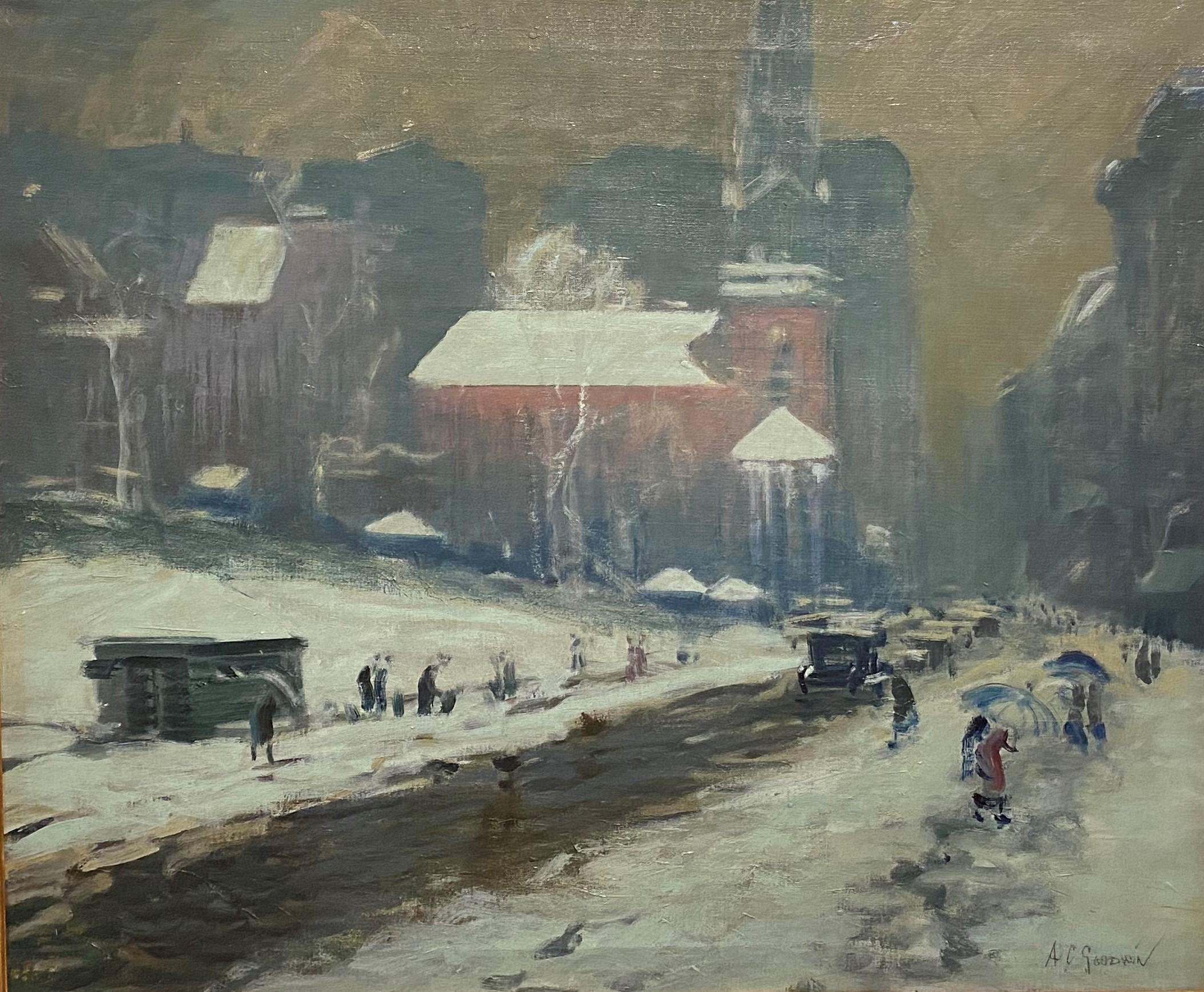 Boston Winter Scene - Painting by Arthur Clifton Goodwin
