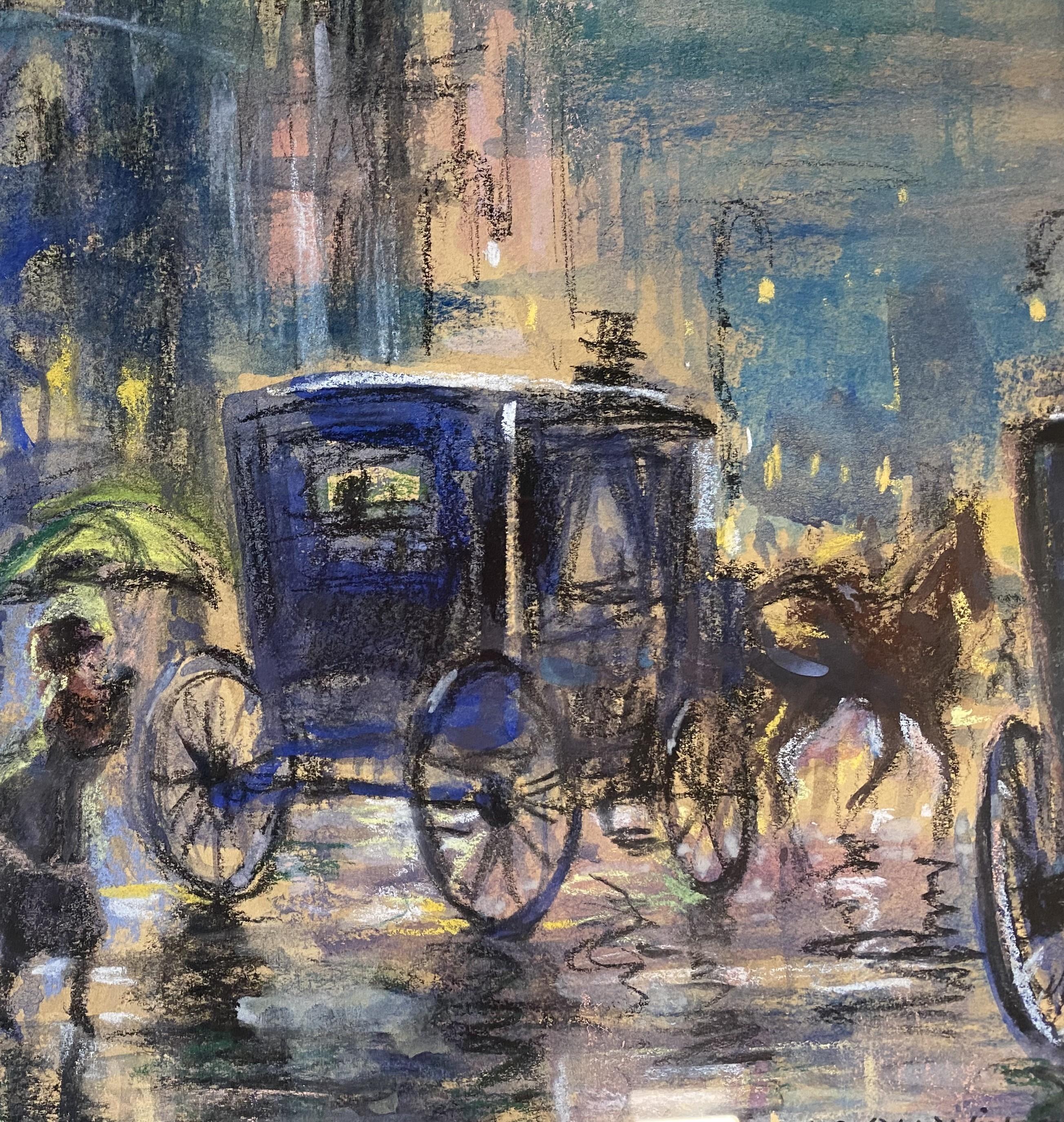 Abendliches Stadtbild mit Kutschen, möglicherweise Boston (Amerikanischer Impressionismus), Painting, von Arthur Clifton Goodwin