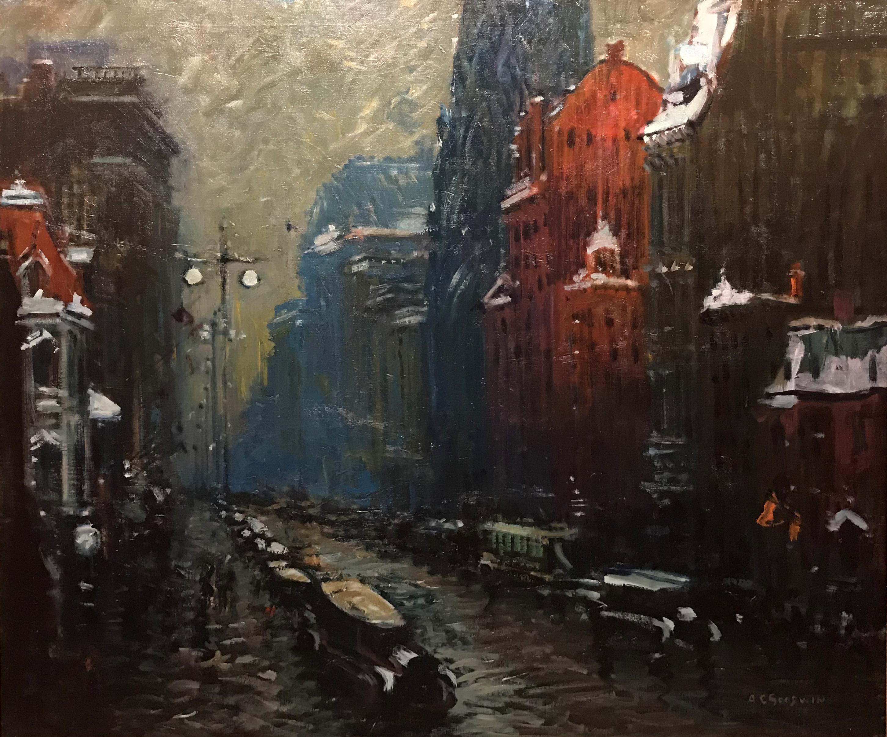 Fifth Avenue, New York - Painting by Arthur Clifton Goodwin