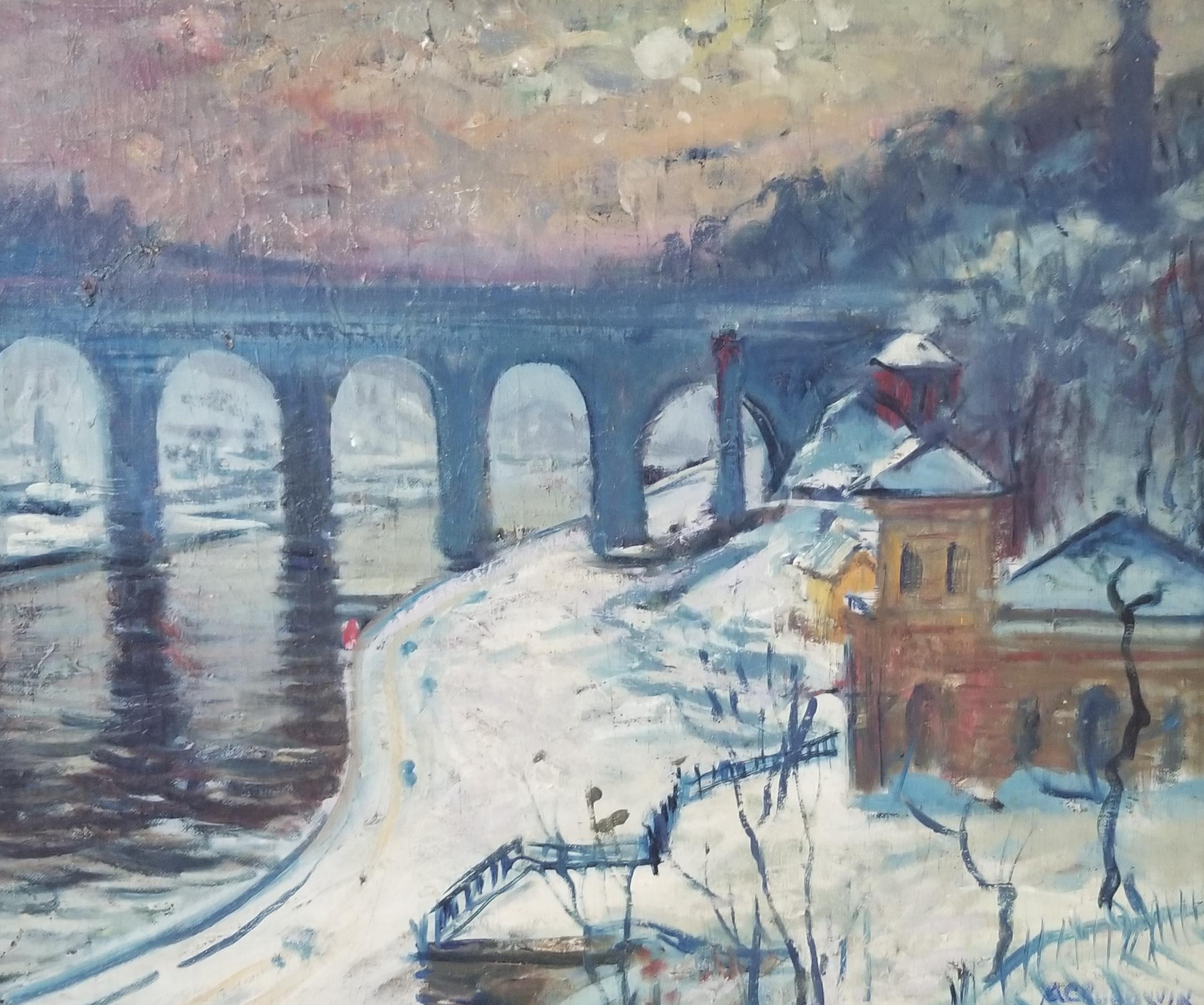Arthur Clifton Goodwin Landscape Painting – High Bridge, New York