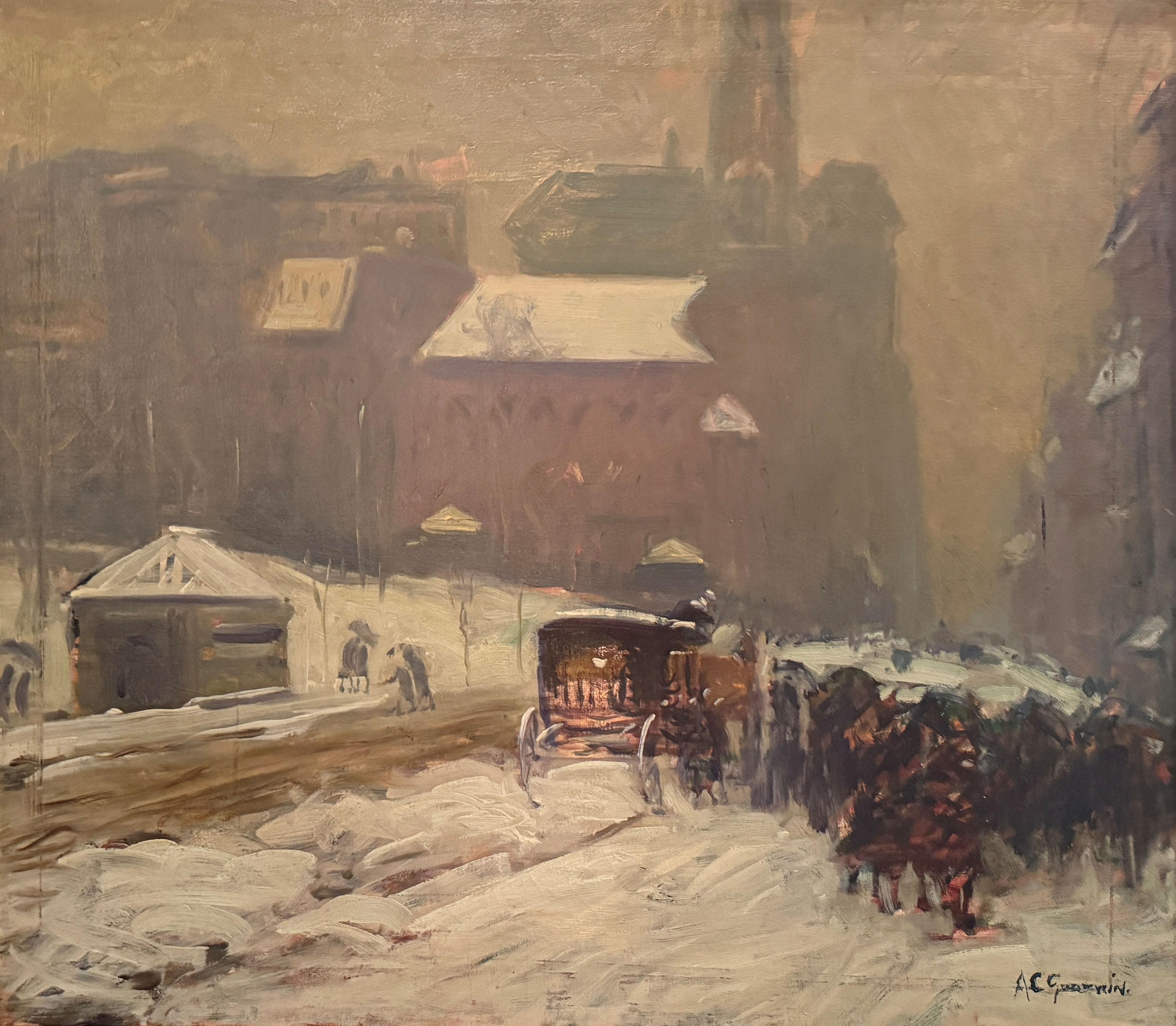 "Park Street, Boston" Arthur Clifton Goodwin, Impressionist Snowy Urban Scene