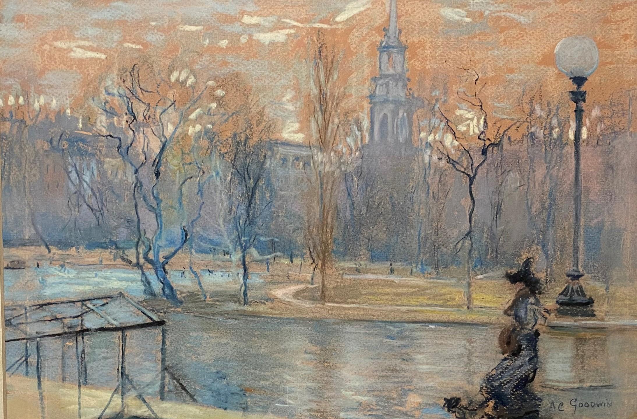 View of The Public Garden, Boston - Painting by Arthur Clifton Goodwin