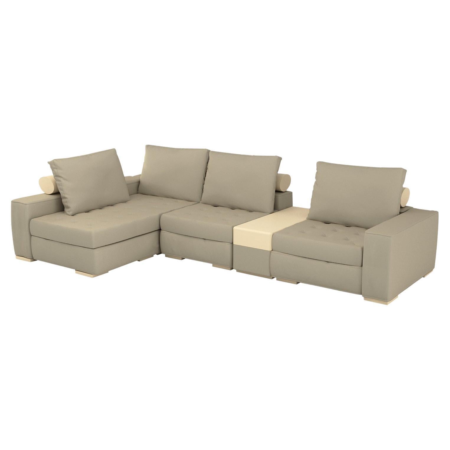 Arthur Comfortable & Modern Sectional Sofa with Modules and Bolster Cushions For Sale