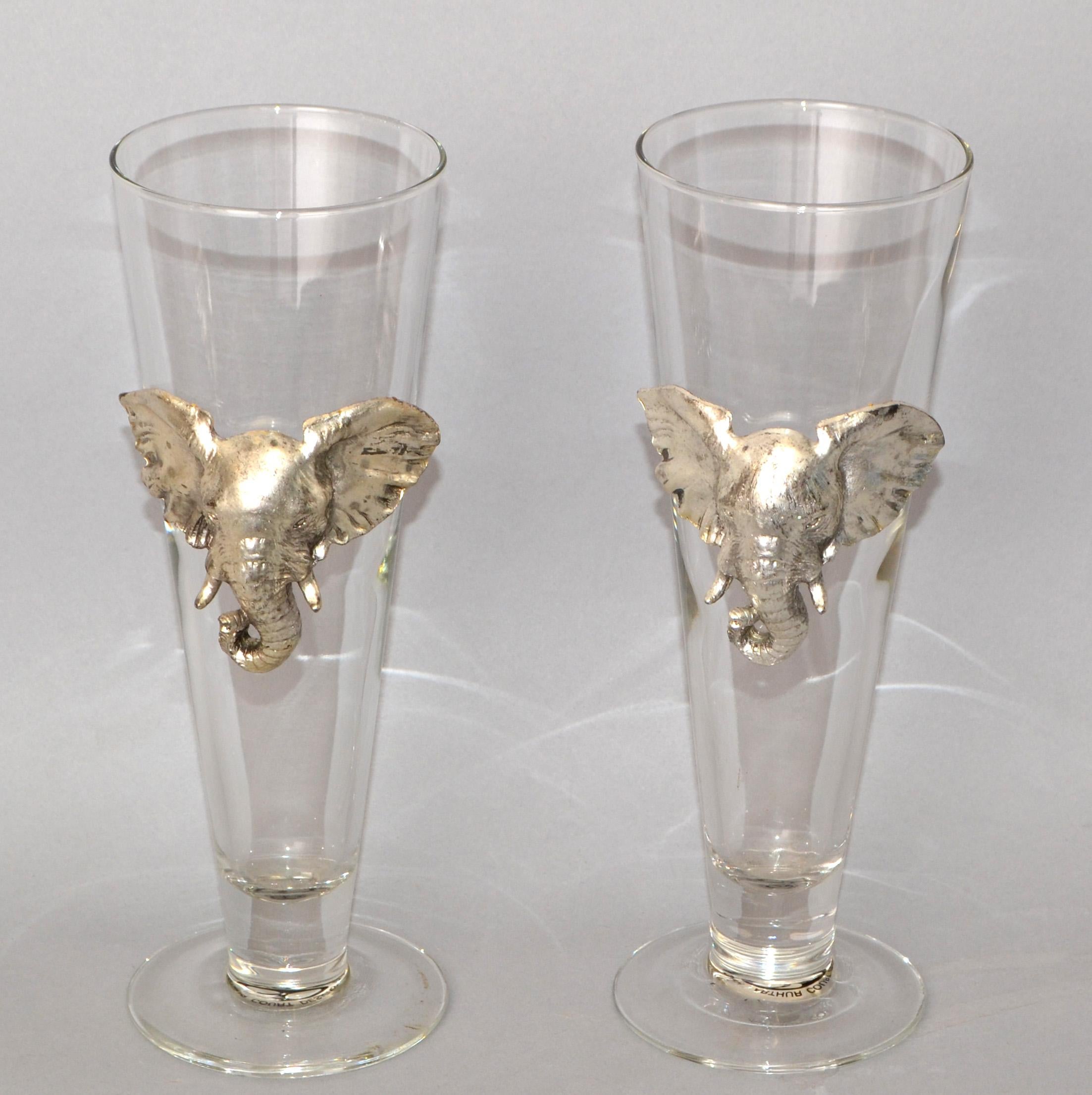 Ensemble de deux verres à bière Pilsner en aluminium coulé Safari d'Arthur Court, 1997 en vente 4