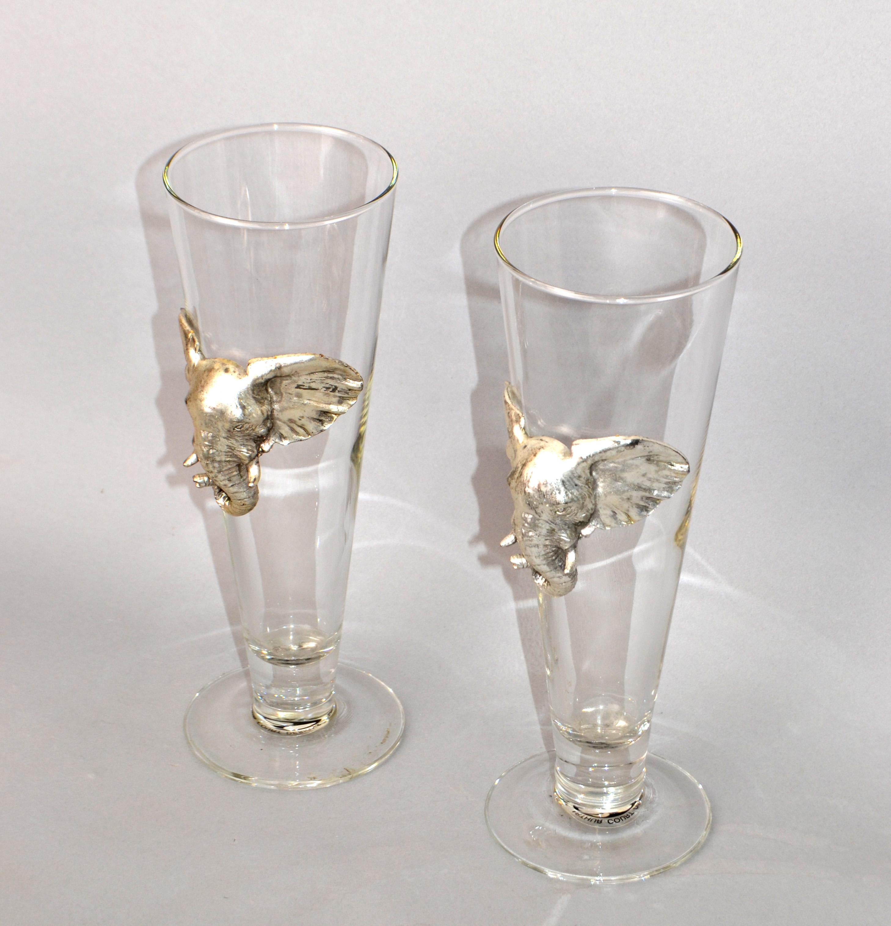 Mid-Century Modern Ensemble de deux verres à bière Pilsner en aluminium coulé Safari d'Arthur Court, 1997 en vente