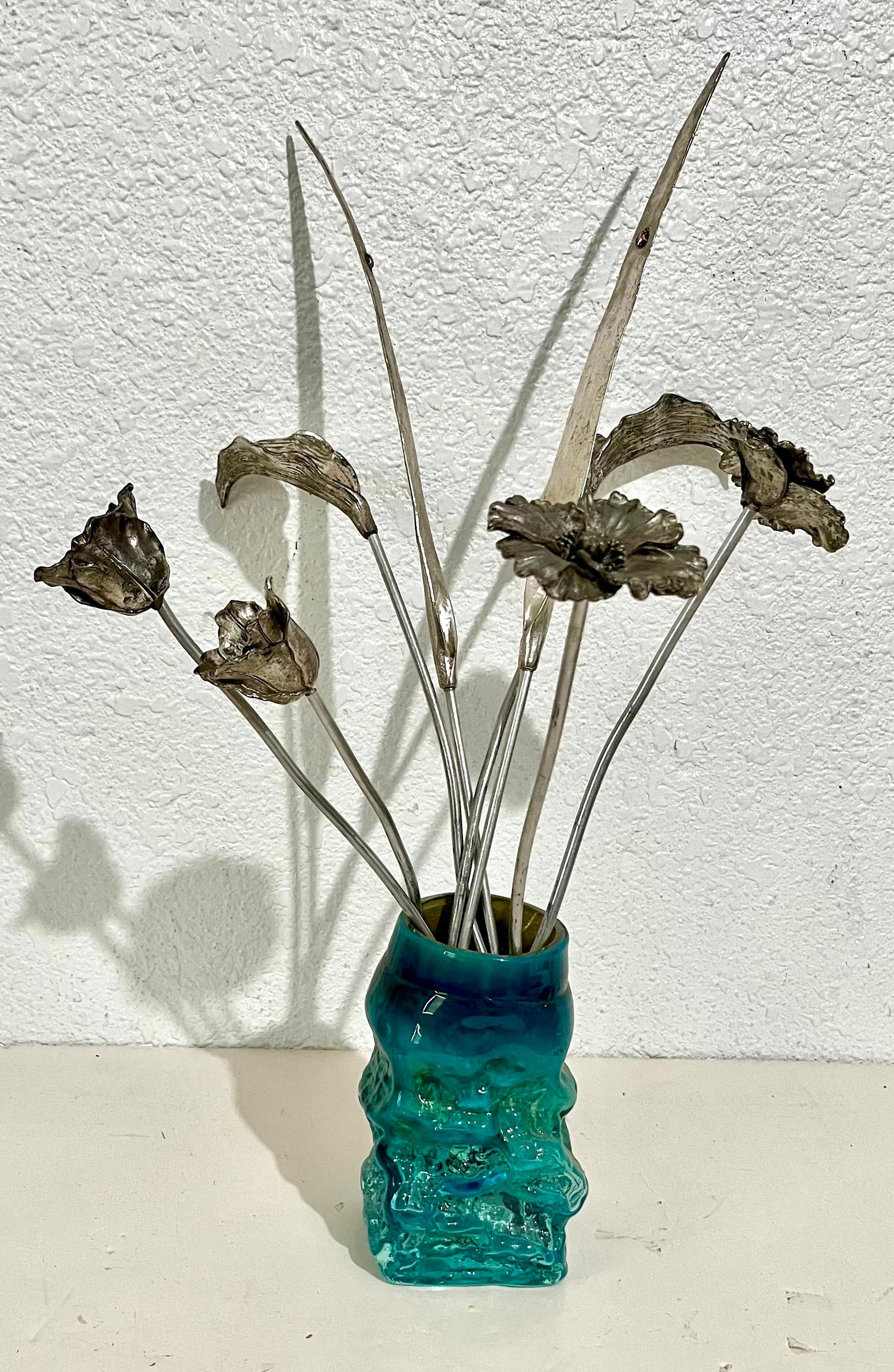 Vintage Arthur Court Aluminum Sculpture Cast Bouquet Flowers, Ladybug Home Decor For Sale 10