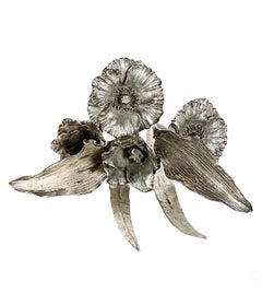 Vintage Arthur Court Aluminum Sculpture Cast Bouquet Flowers, Ladybug Home Decor