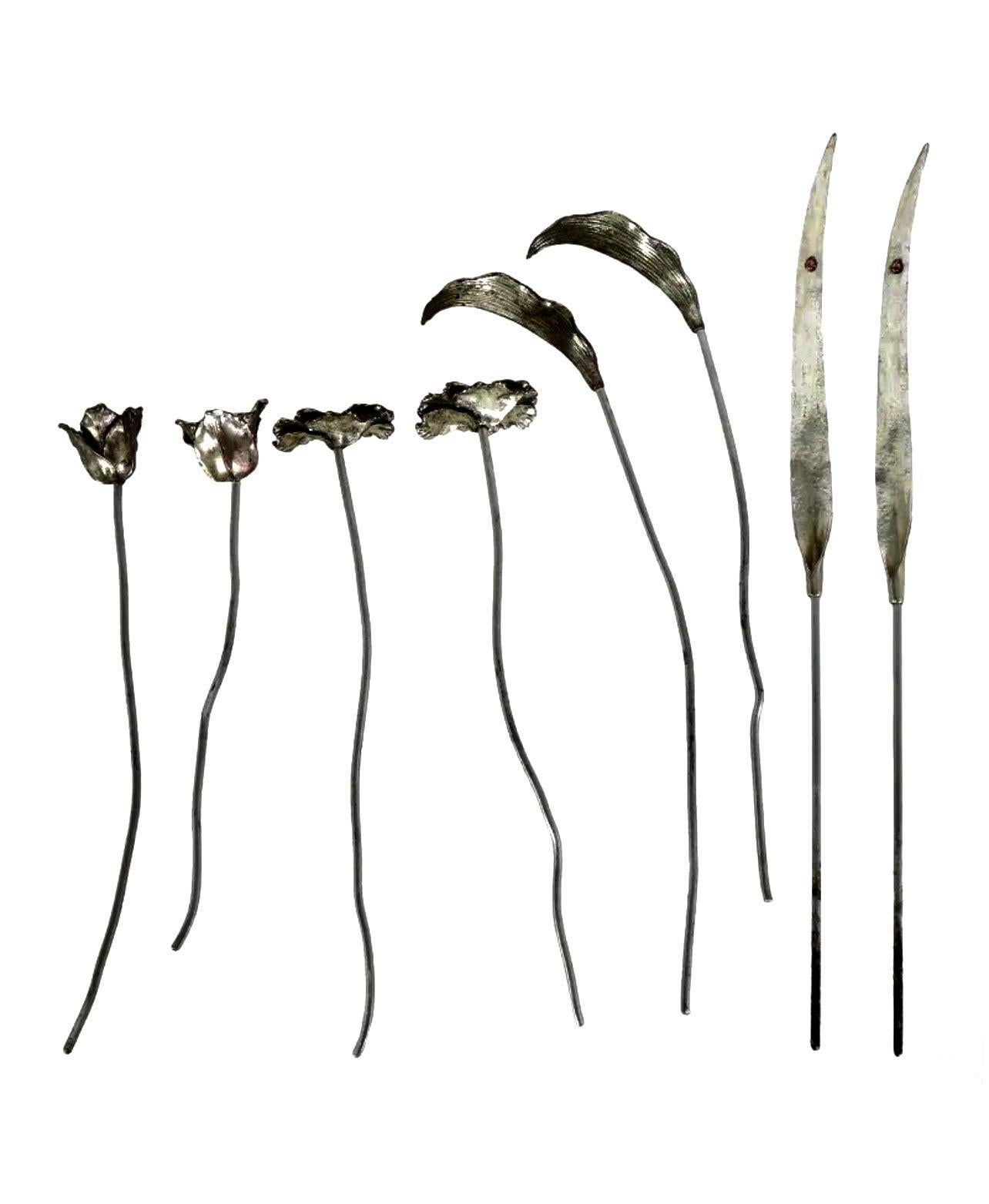 Vintage Arthur Court Aluminum Sculpture Cast Bouquet Flowers, Ladybug Home Decor For Sale 2