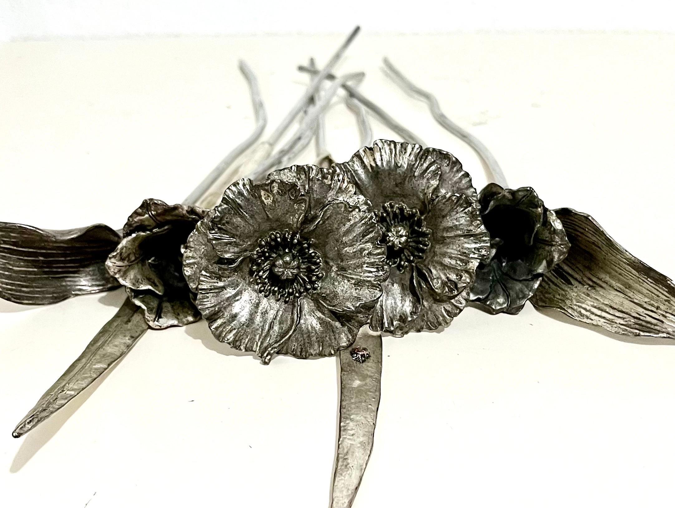 Vintage Arthur Court Aluminum Sculpture Cast Bouquet Flowers, Ladybug Home Decor For Sale 6