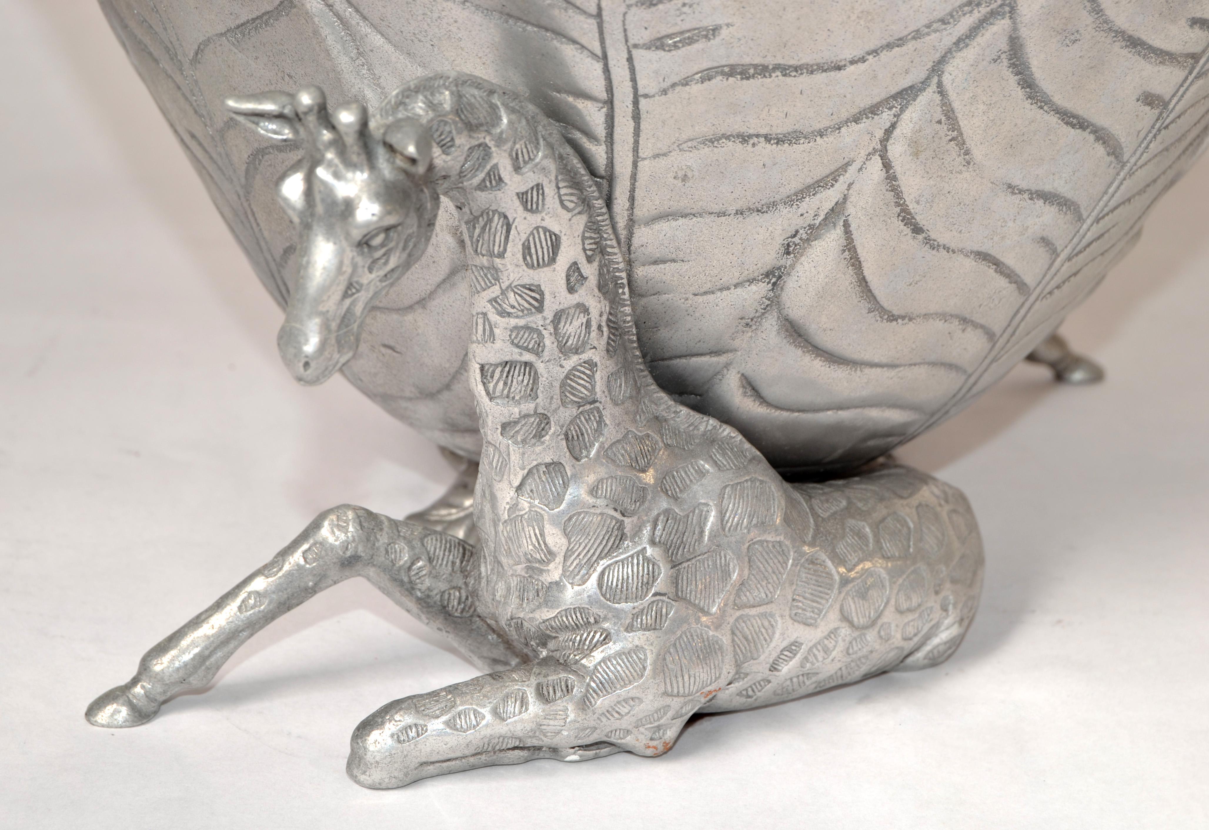 Mid-Century Modern Arthur Court 2004 Safari Collection Giraffe Ice Bucket Aluminum Wine Cooler For Sale