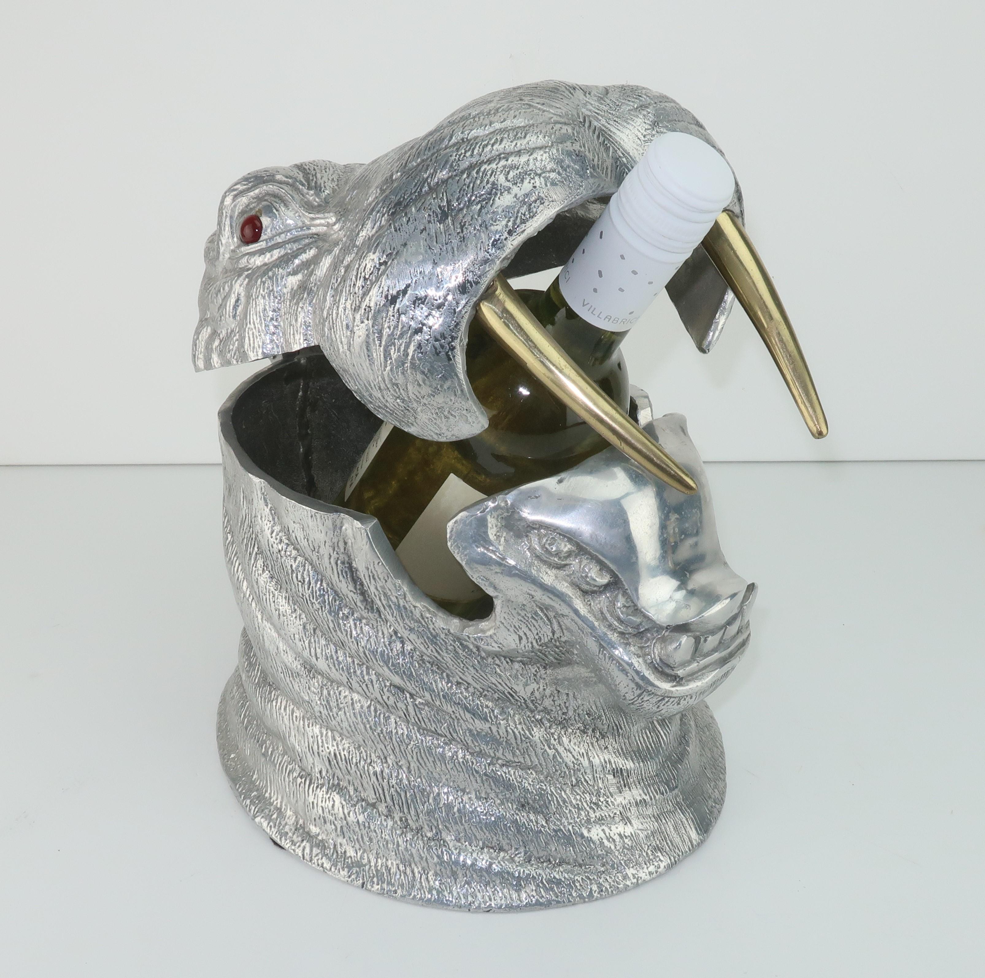 Arthur Court Aluminum & Brass Walrus Wine Cooler Ice Bucket 4