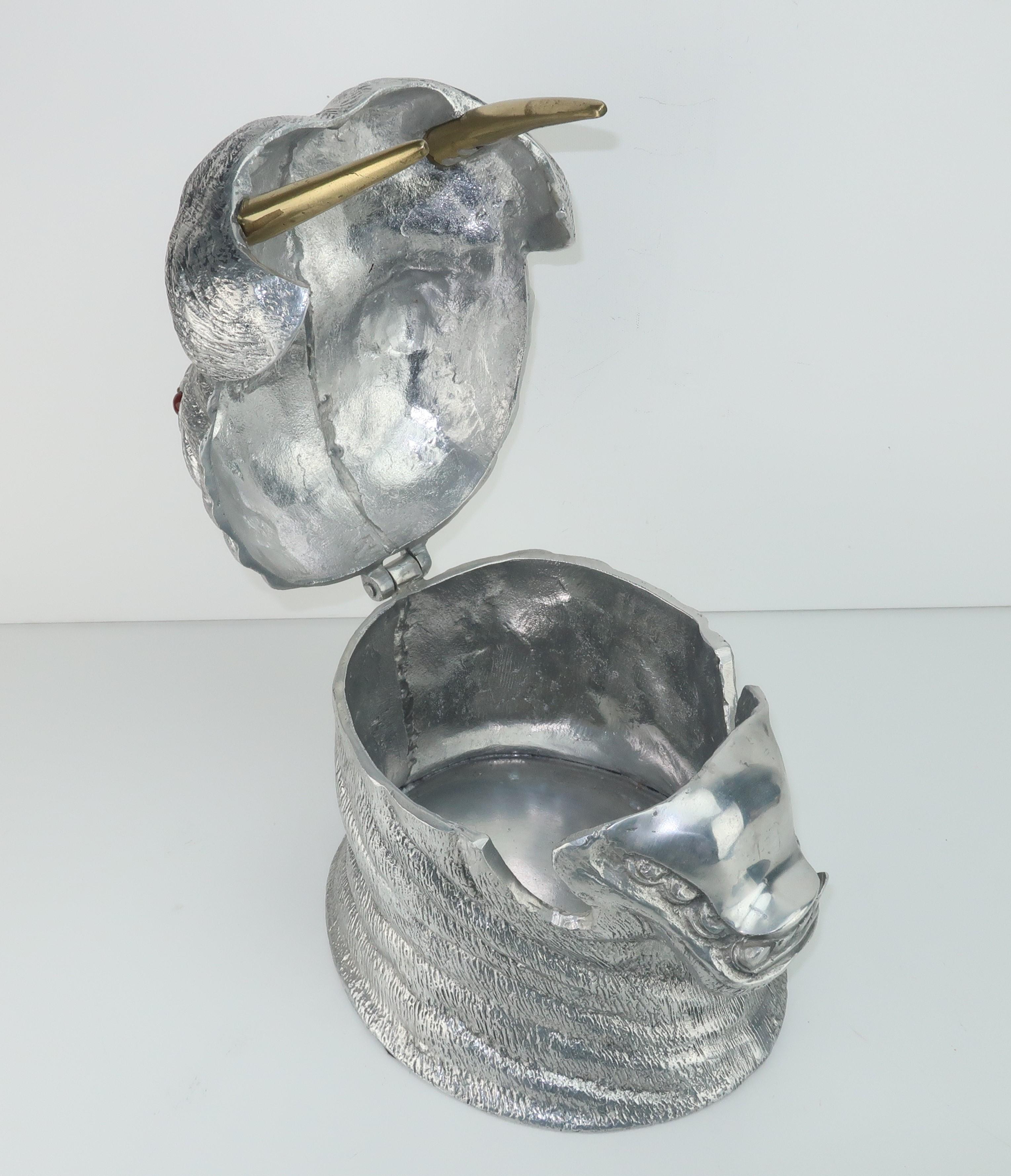 Arthur Court Aluminum & Brass Walrus Wine Cooler Ice Bucket 1