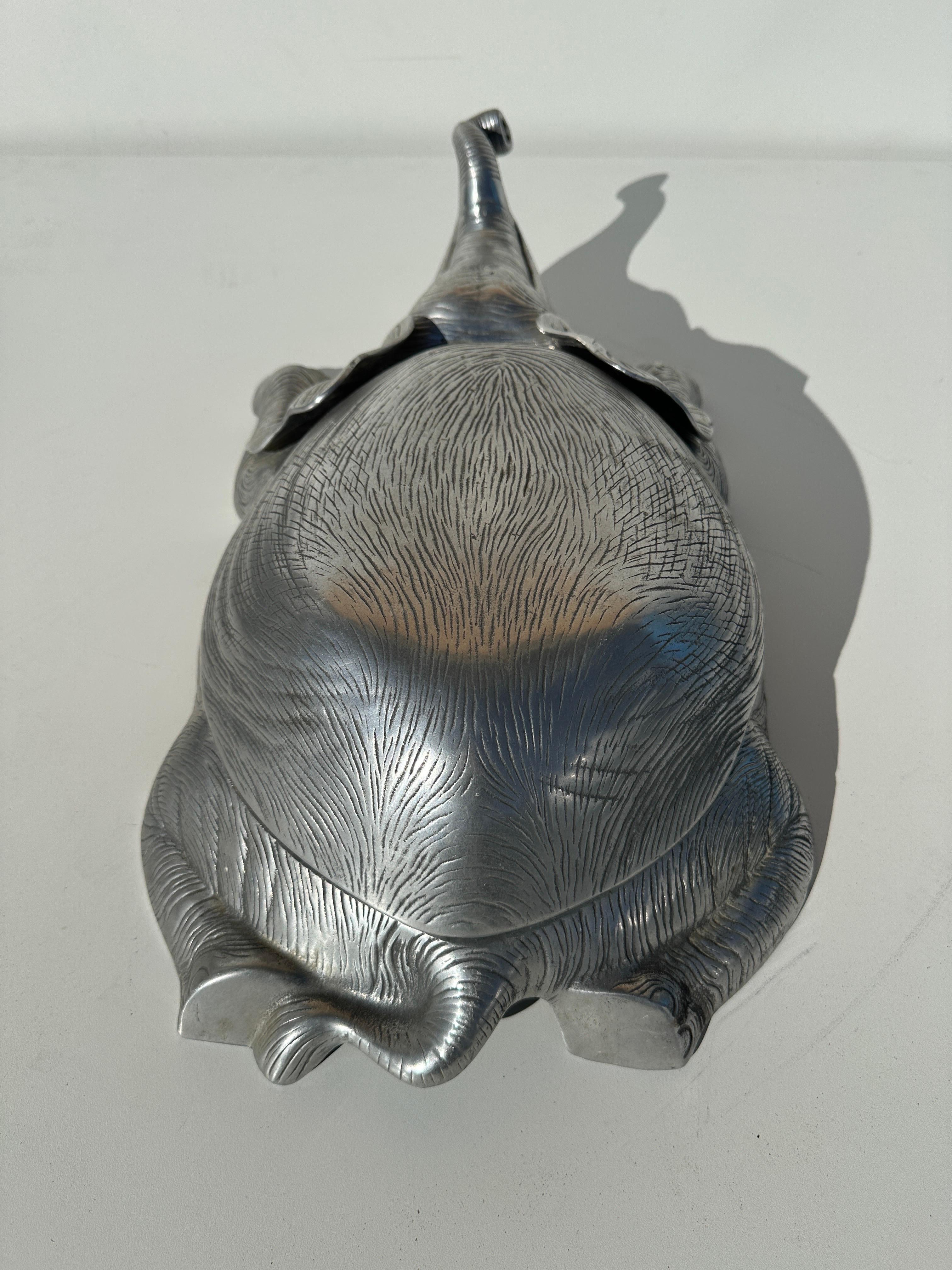 Late 20th Century Arthur Court Aluminum Elephant Dish Catch All For Sale