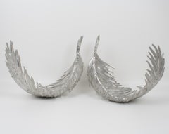 Arthur Court Aluminum Palm Frond Tray Centerpiece, set of 2, 1977