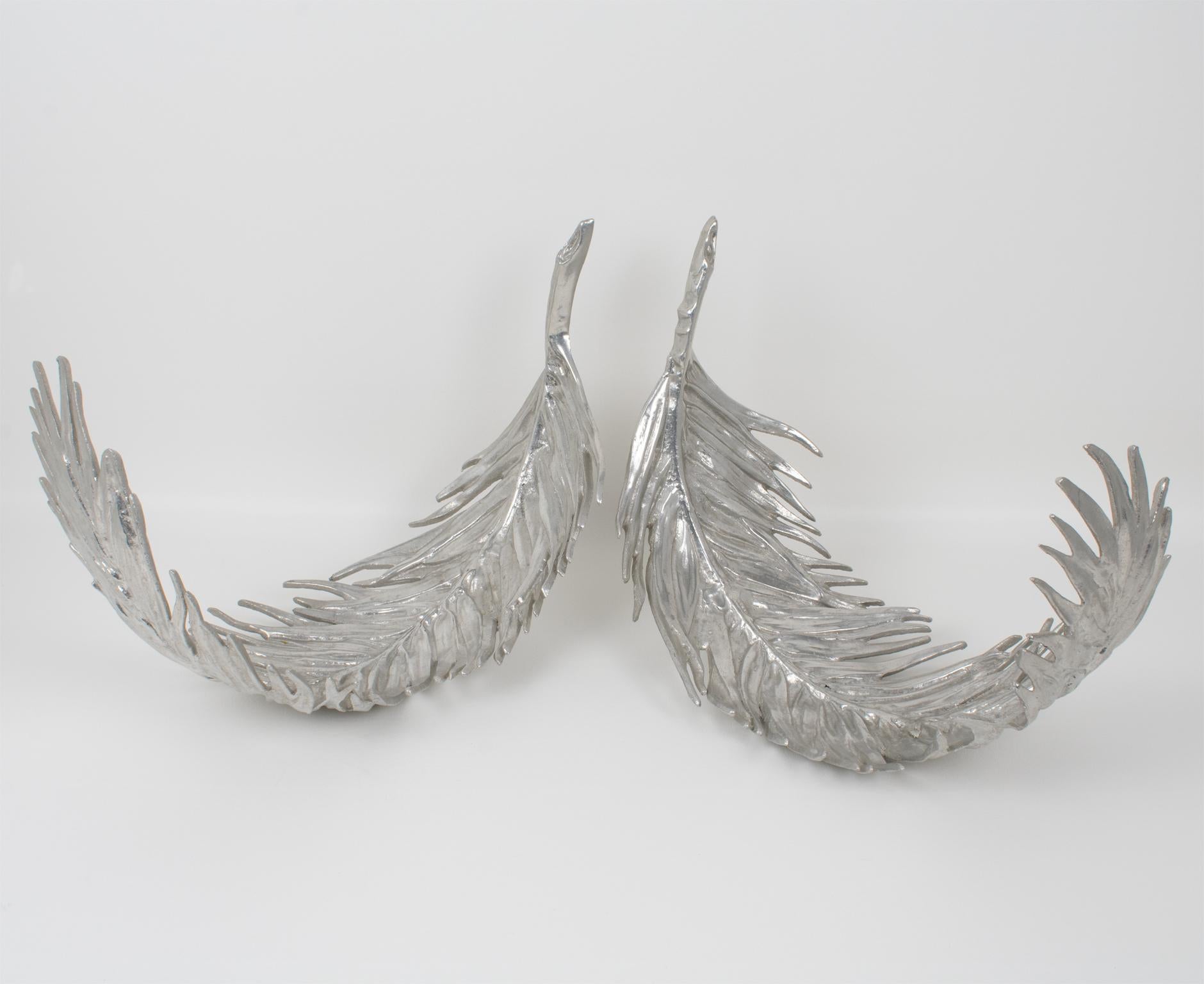 American Arthur Court Aluminum Tray, Palm Frond Design, 2 pieces For Sale