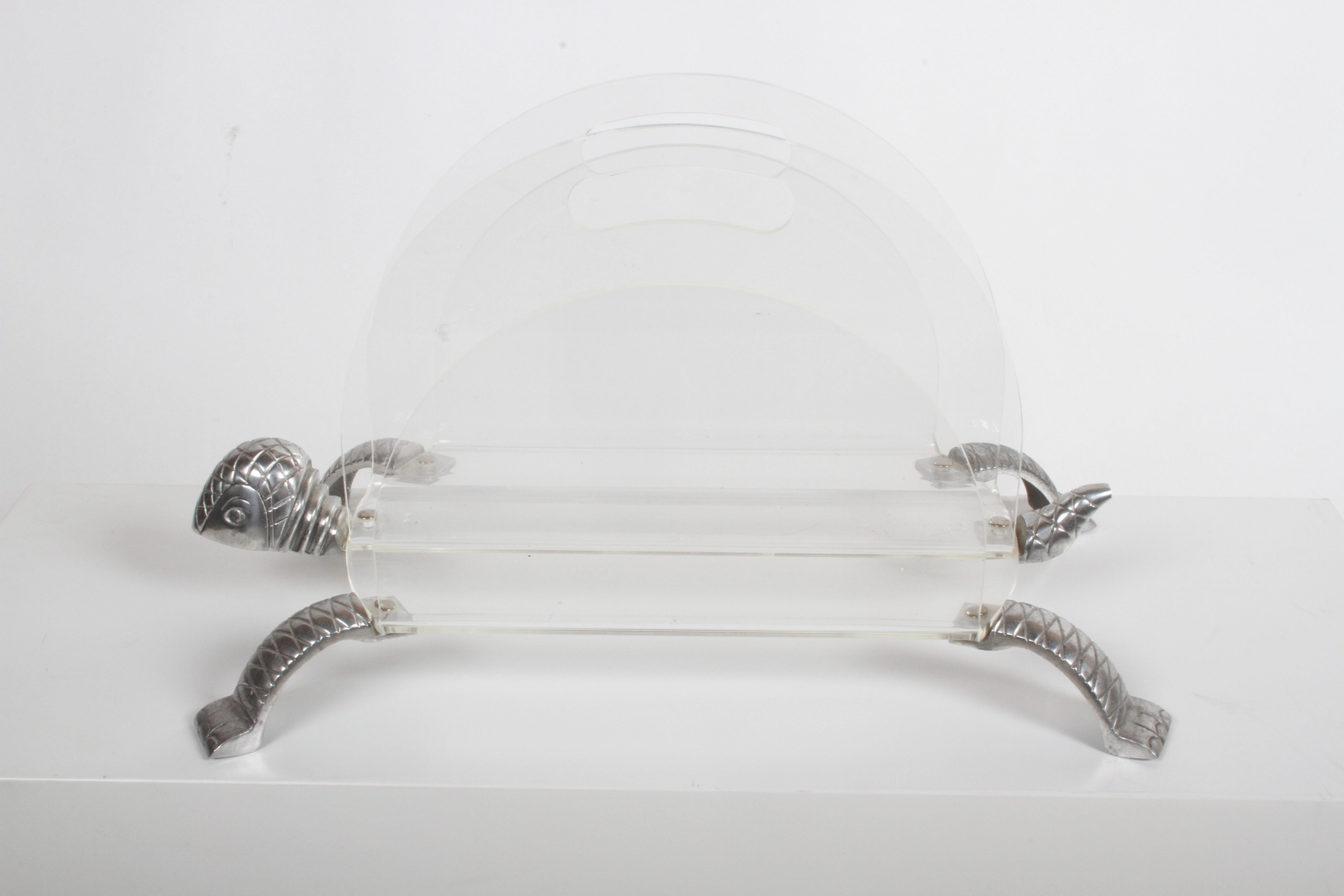 Fine XX secolo Portariviste in alluminio e lucite di Arthur Court in vendita