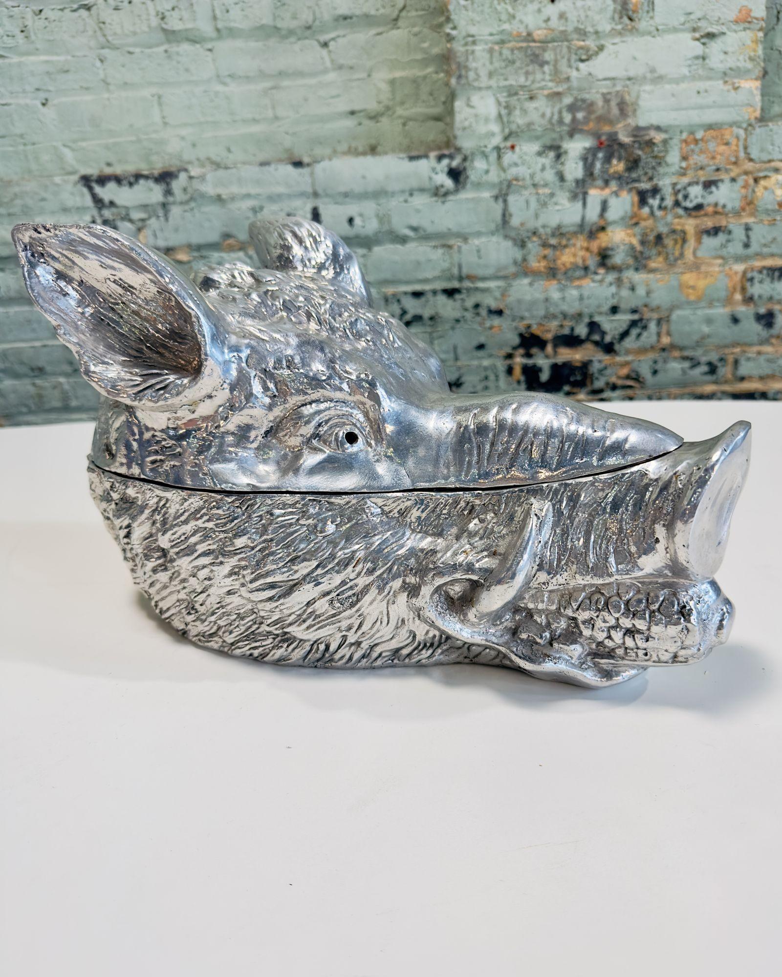 20th Century Arthur Court Aluminum Wild Boar Tureen, 1990