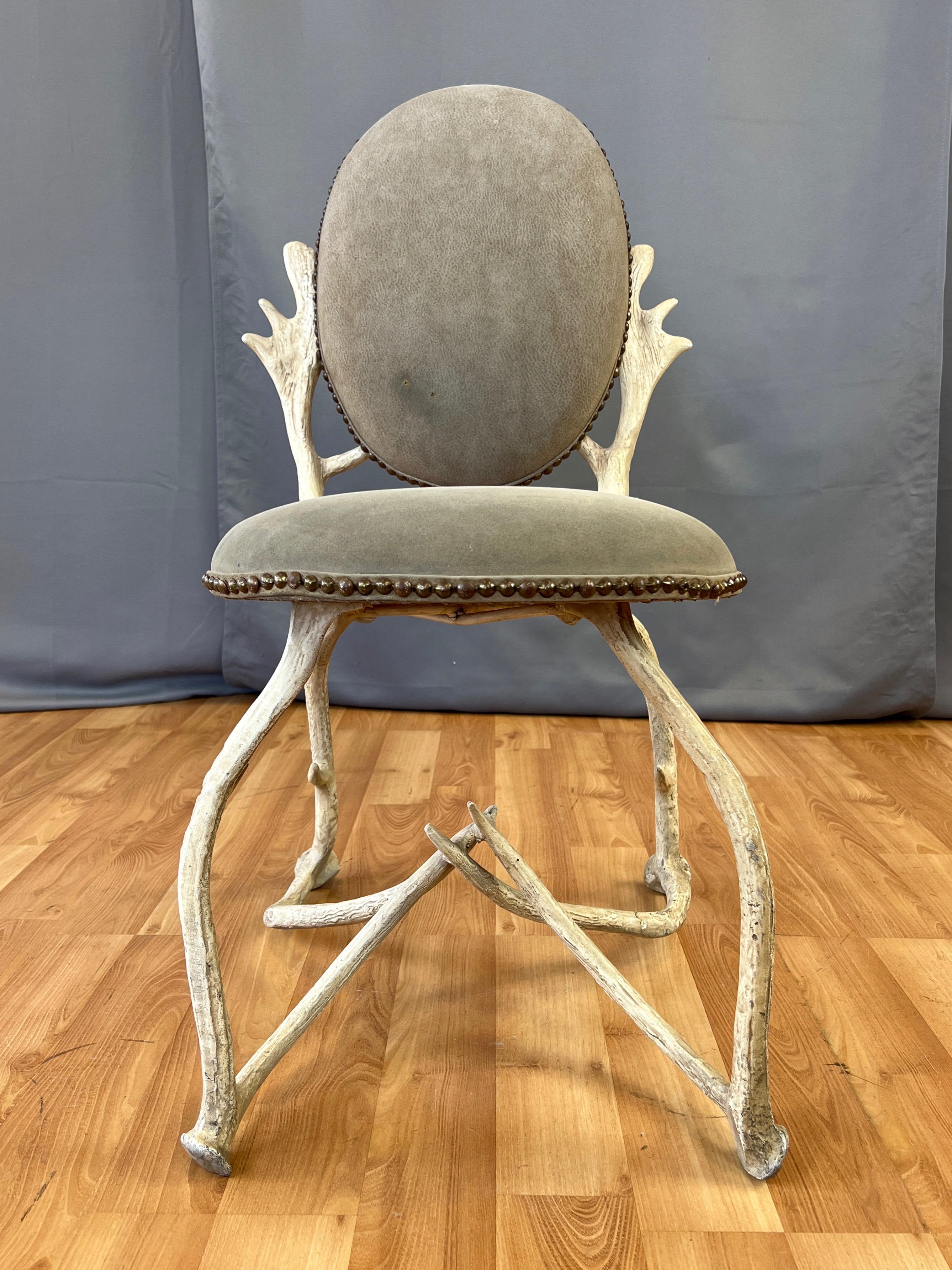 Hand-Painted Arthur Court Antler Side Chair, 1970s