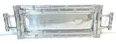 Arthur Court Attributed Faux Bamboo Cast Pewter Gallery Tray with Handles