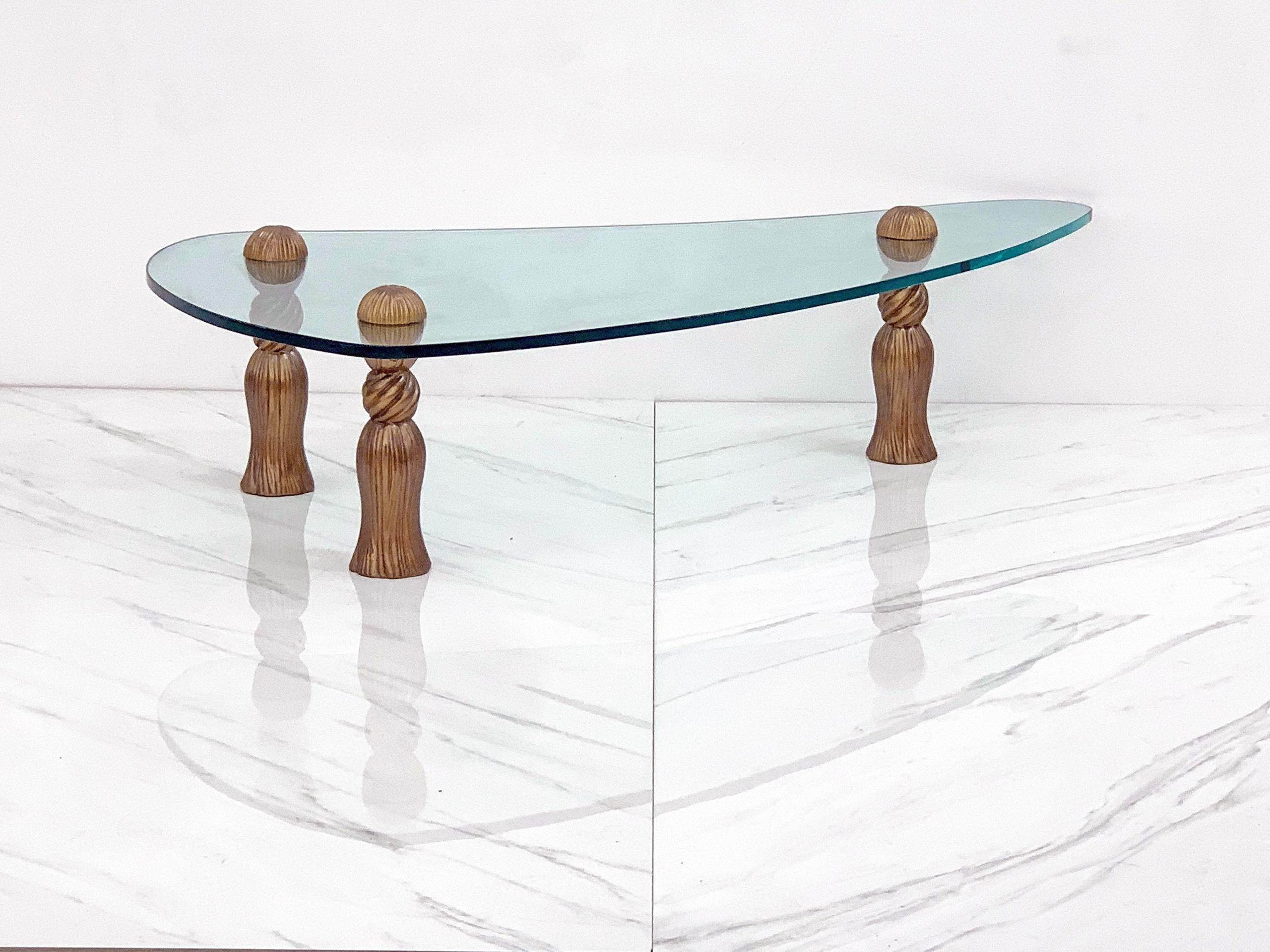 Mid-Century Modern Arthur Court Biomorphic Glass Tassel Coffee Table For Sale