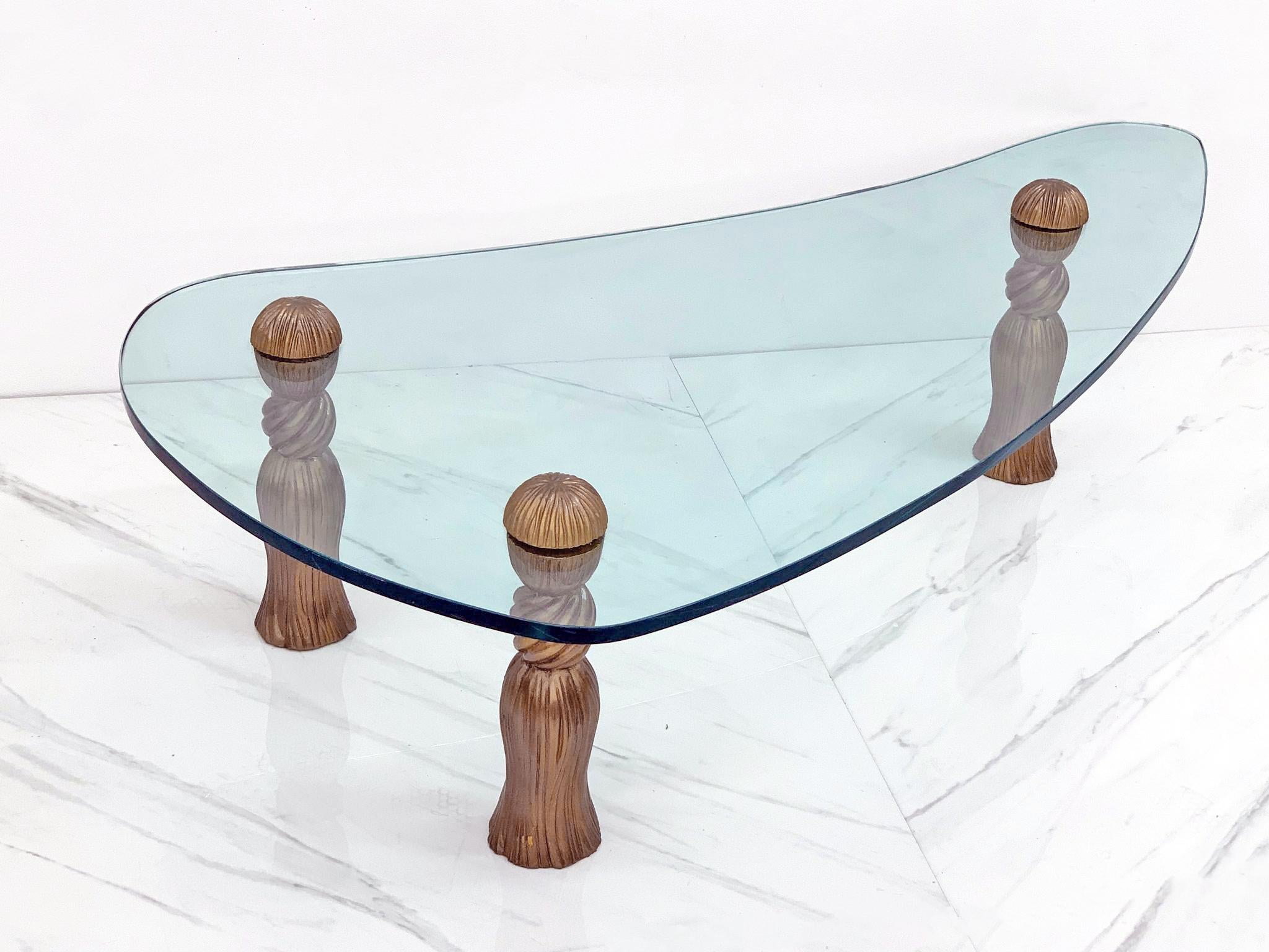 Arthur Court Biomorphic Glass Tassel Coffee Table In Good Condition For Sale In Culver City, CA